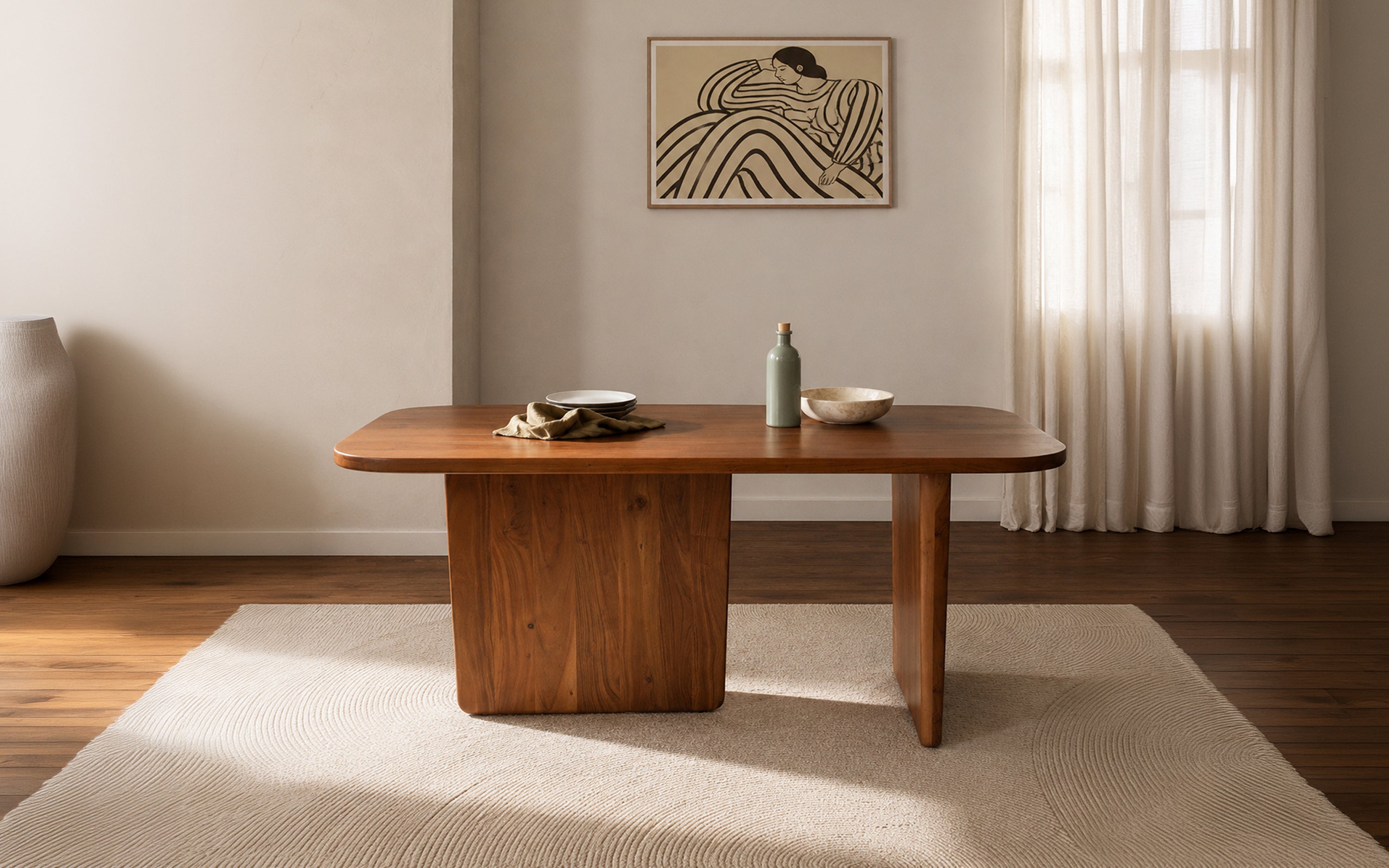 Attica 6 Seater wooden Dining Table in Walnut Finish - Orange Tree