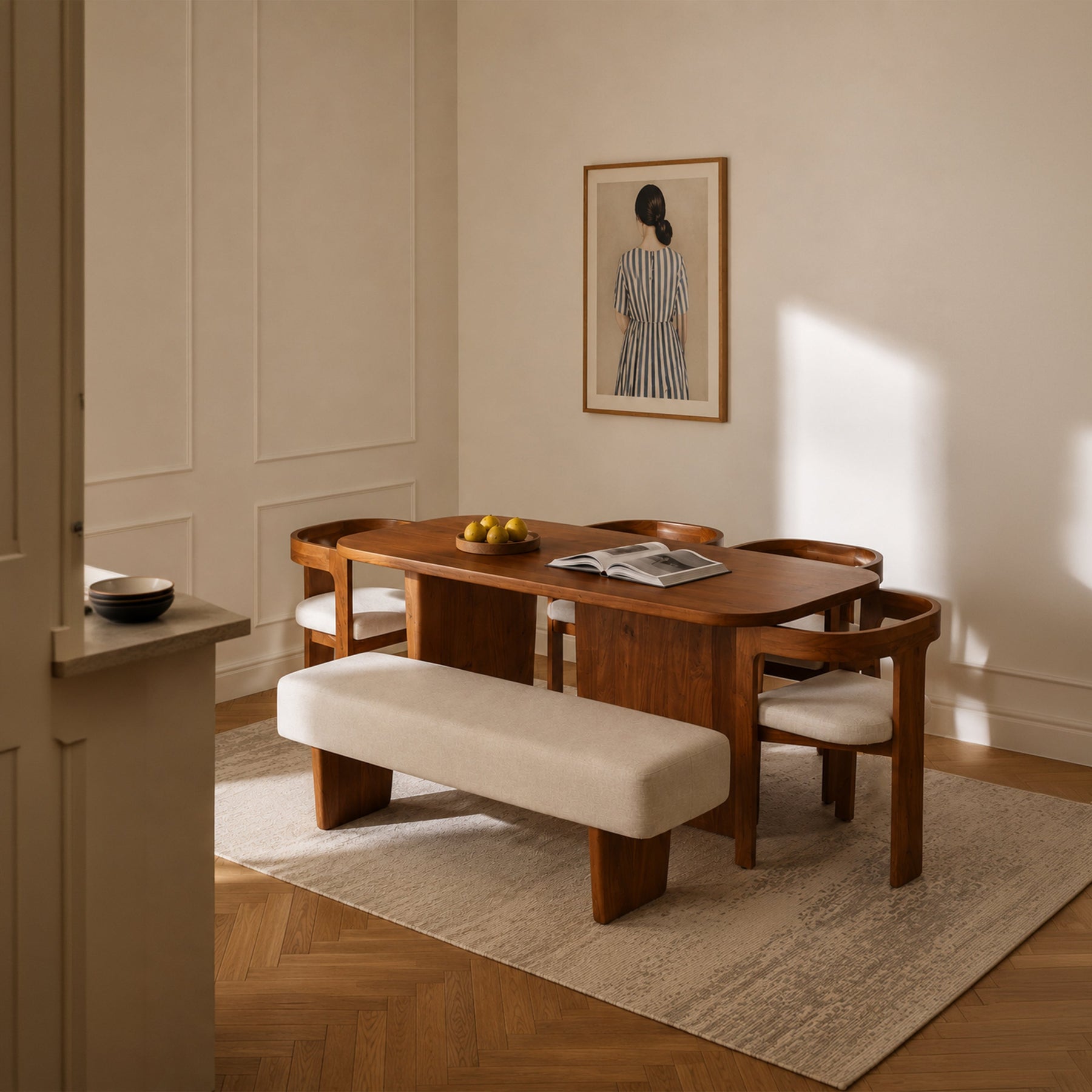 Attica Dining Table With 4 Attica Chairs And Bench