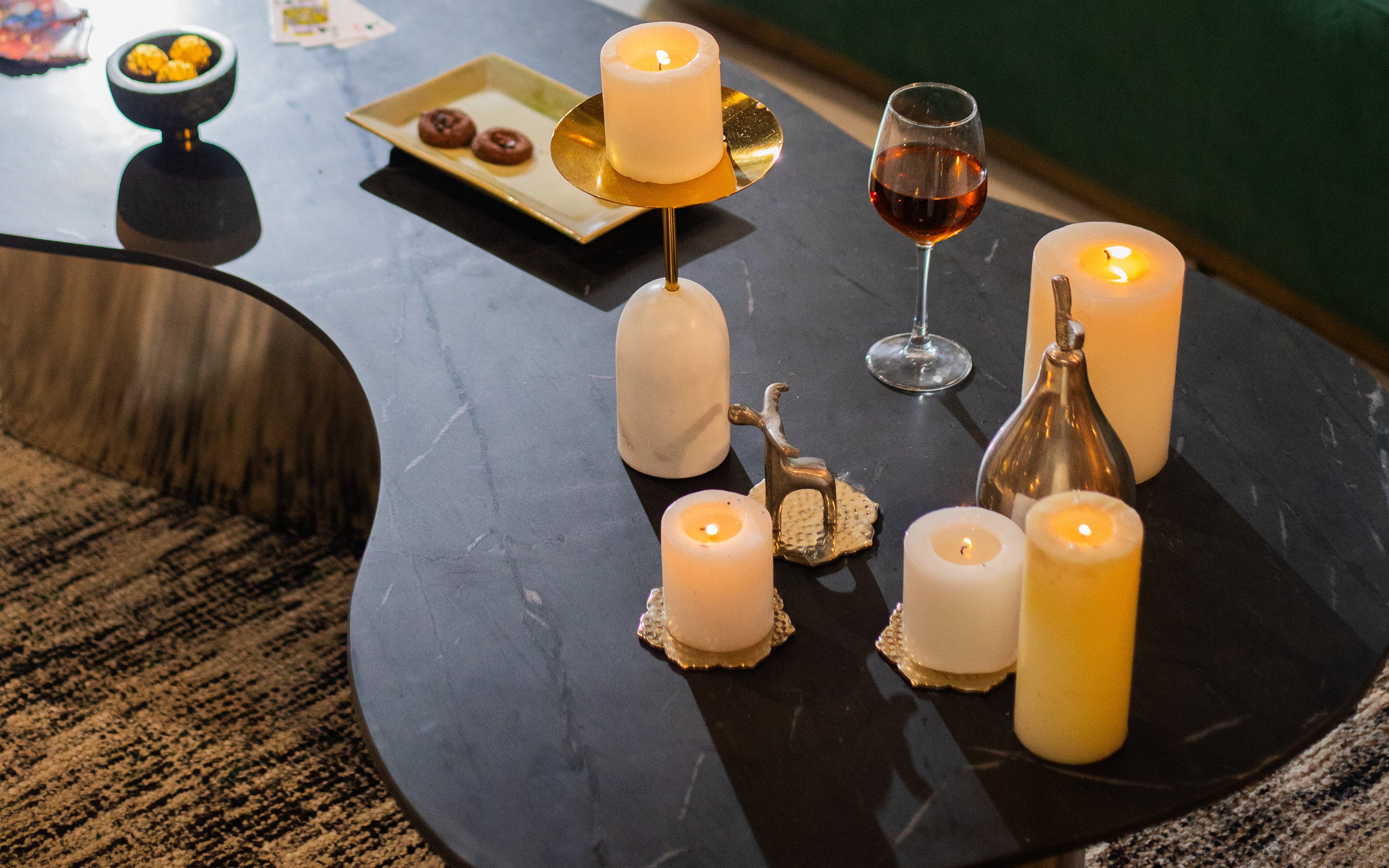 Berg Eclipse Black Marble Top Coffee Table - Close shot - Orange Tree