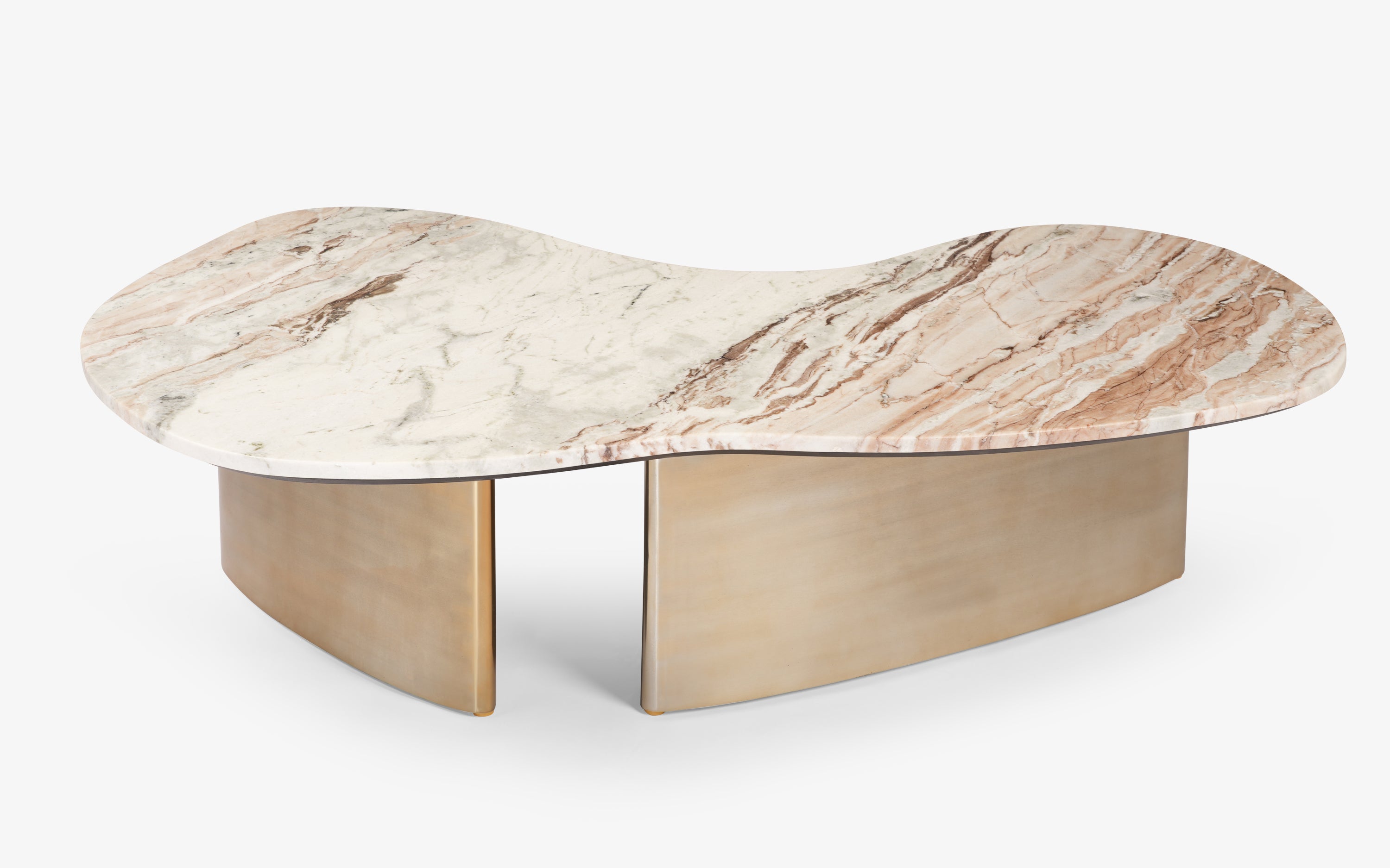 Berg Marble Top Coffee Table with Metal Legs in Brass Finish - with white background - Orange Tree