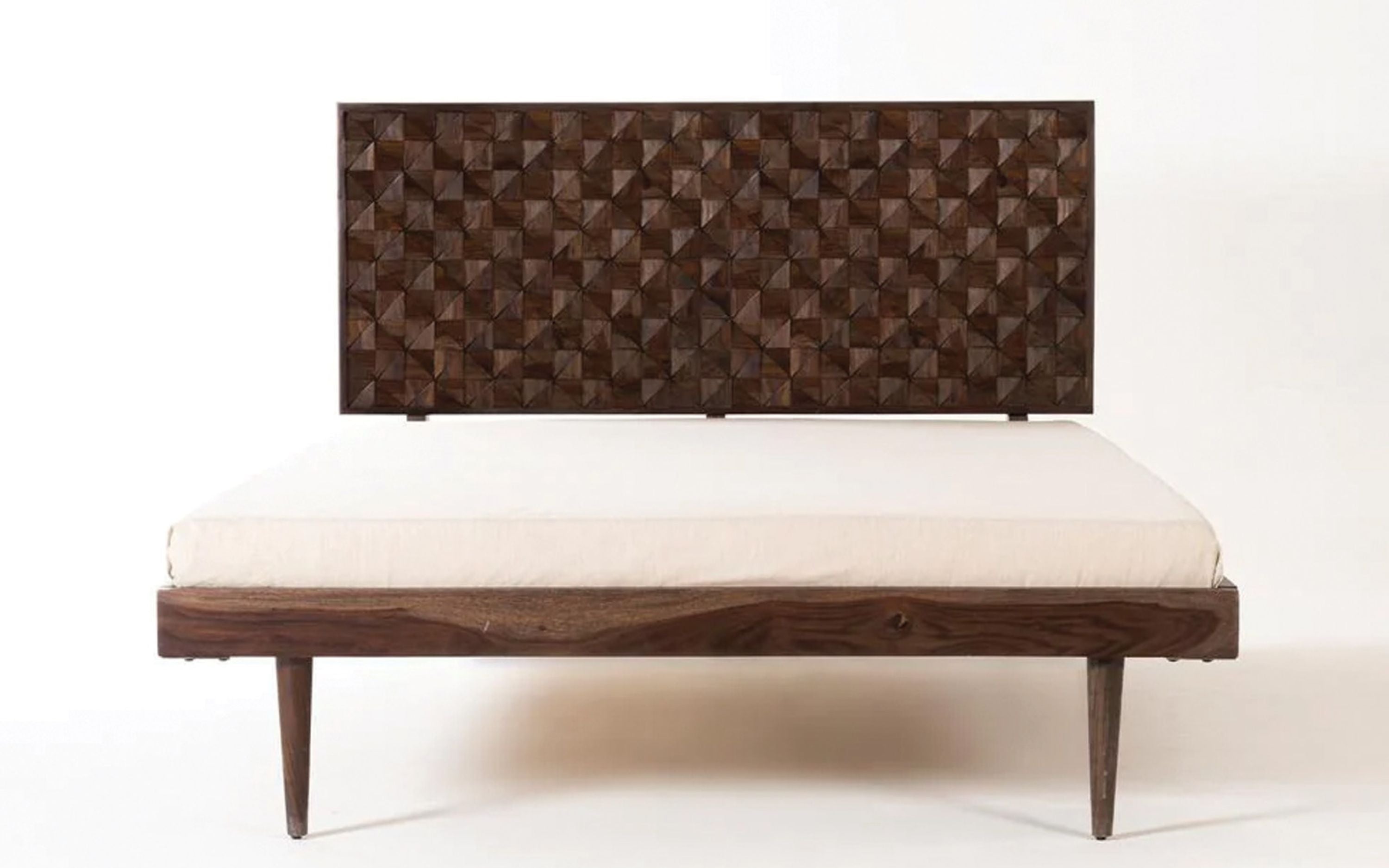 Bicasso Sheesham Wood King Bed Without Storage – Walnut Finish - with white background - Orange Tree