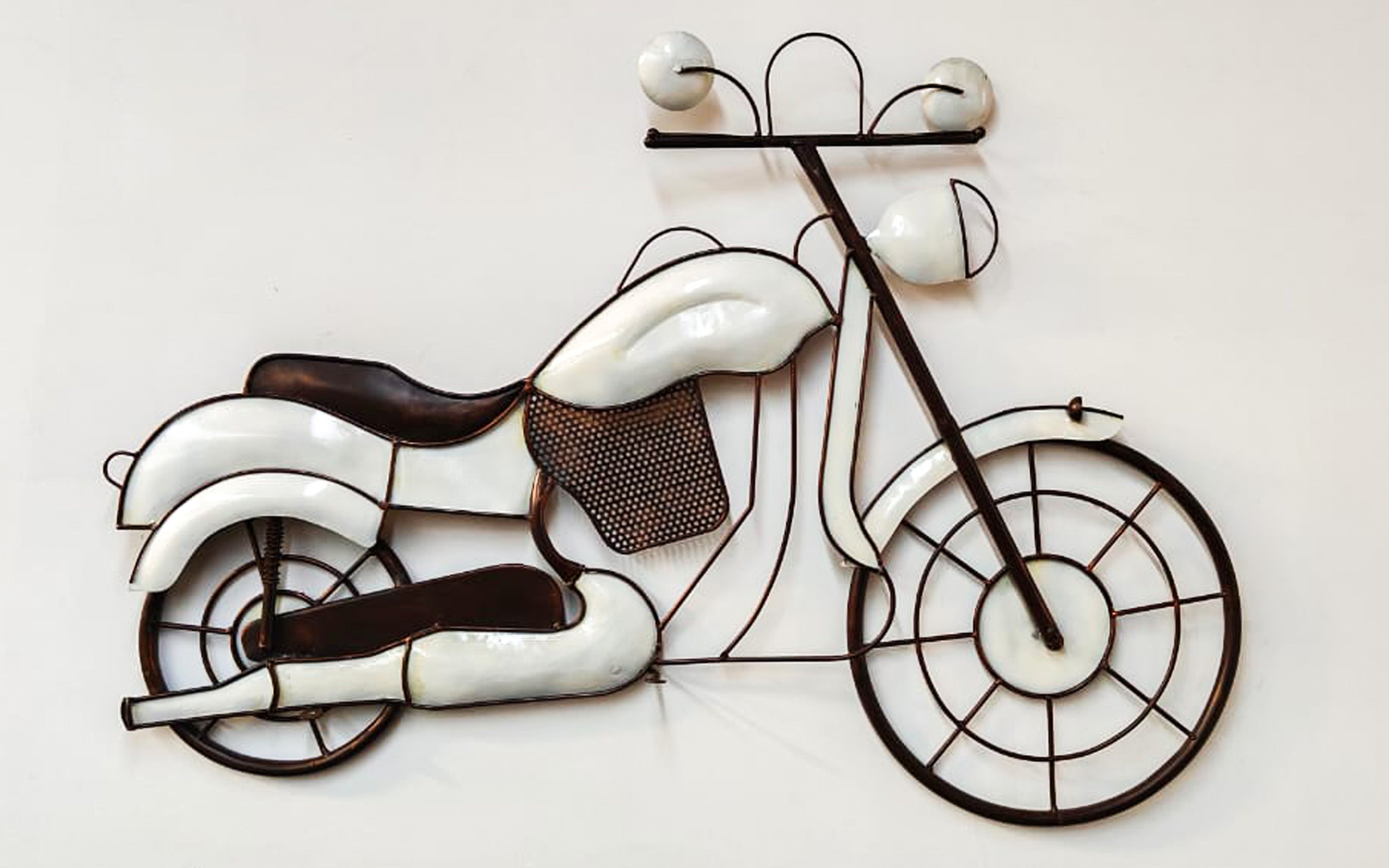 White Bike Hanging Metal Wall Decor | Wall Art for Living Room - Orange Tree