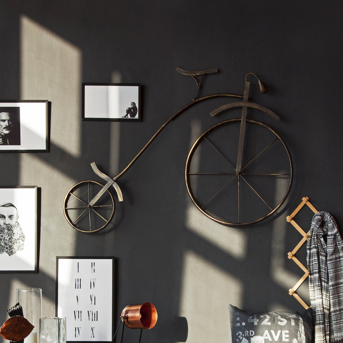 Bike wall decor white copper