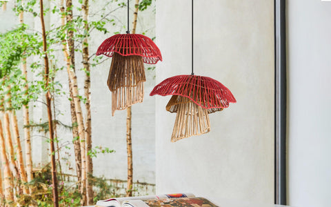 Bloom Wide Hanging Lamp Coral