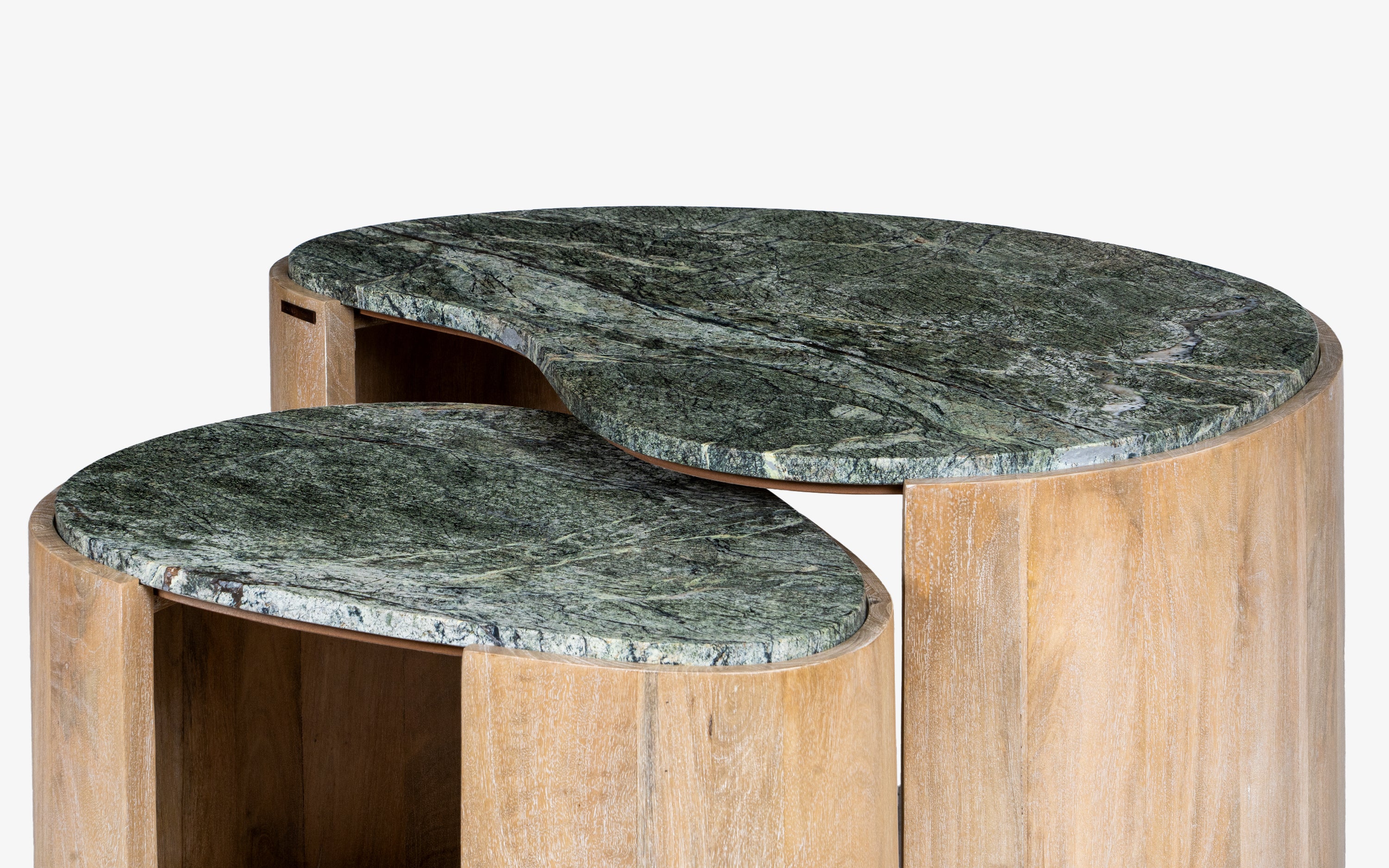 Bora-Bora Marble Top Nesting Coffee Table | Mango Wood - Close shot - from right angle - Orange Tree