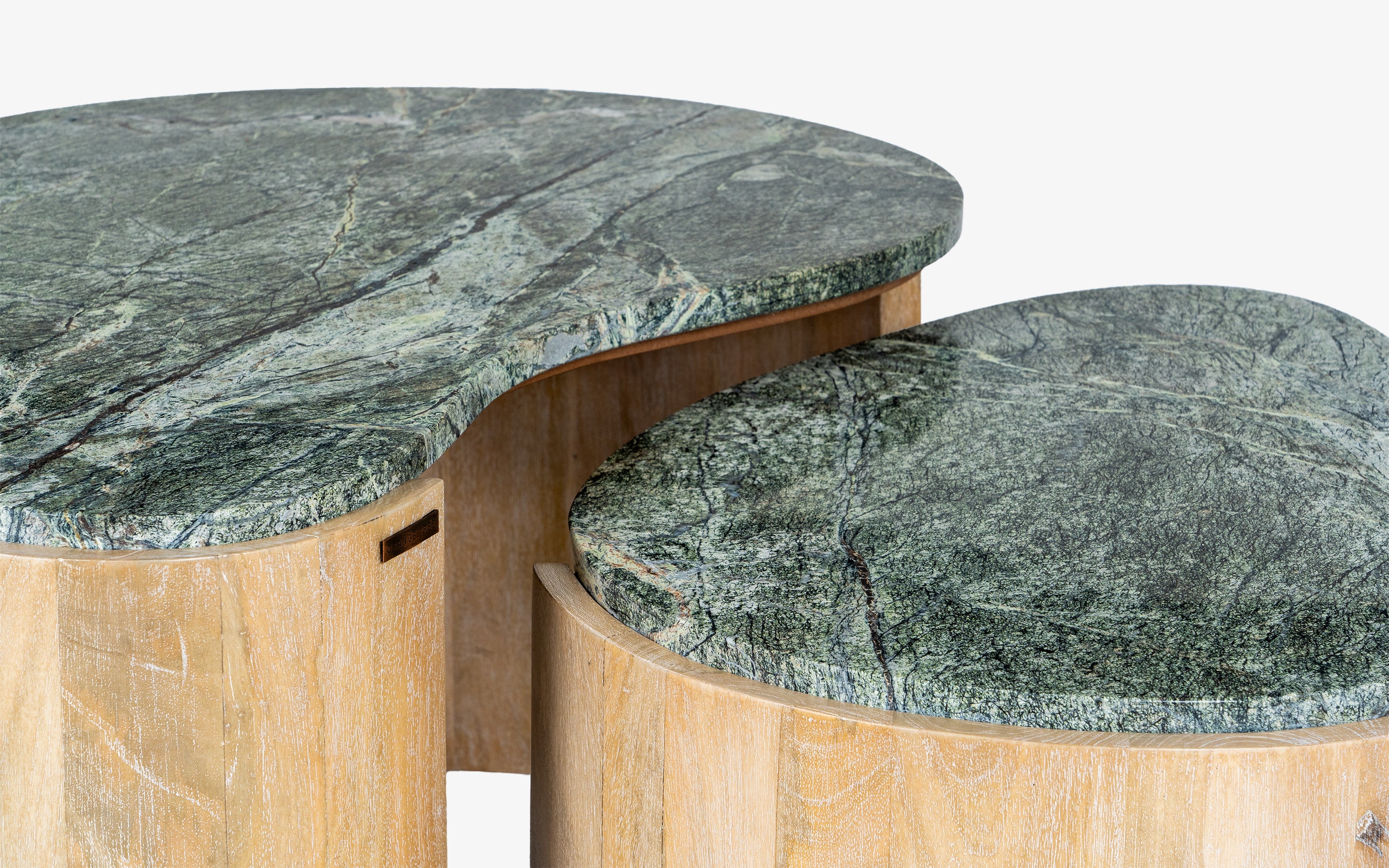 Bora-Bora Marble Top Nesting Coffee Table | Mango Wood - Close shot - from left angle - Orange Tree