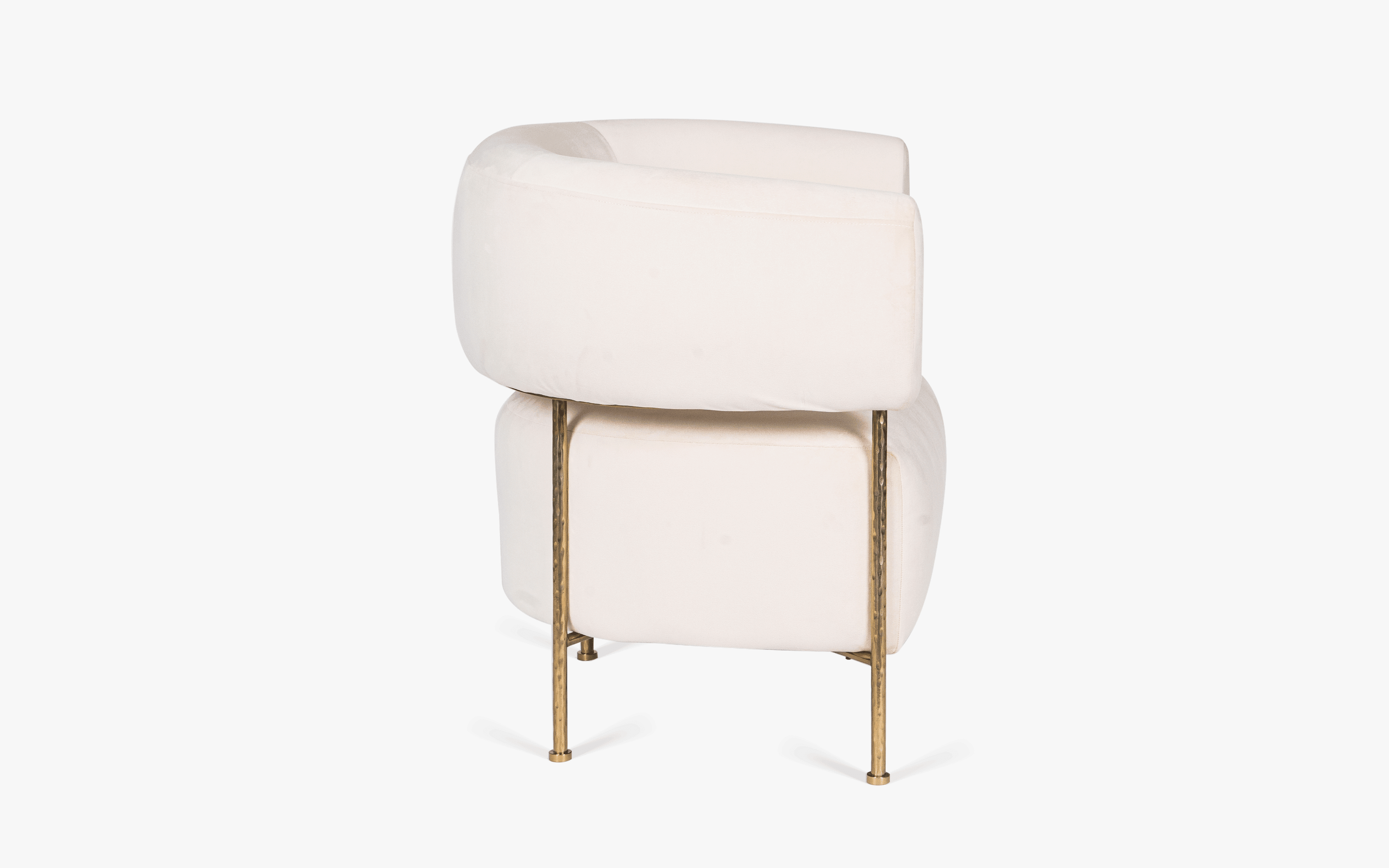 Buda Ivory Lounge Chair with Brass-Finished Steel Legs - with white background - Orange Tree