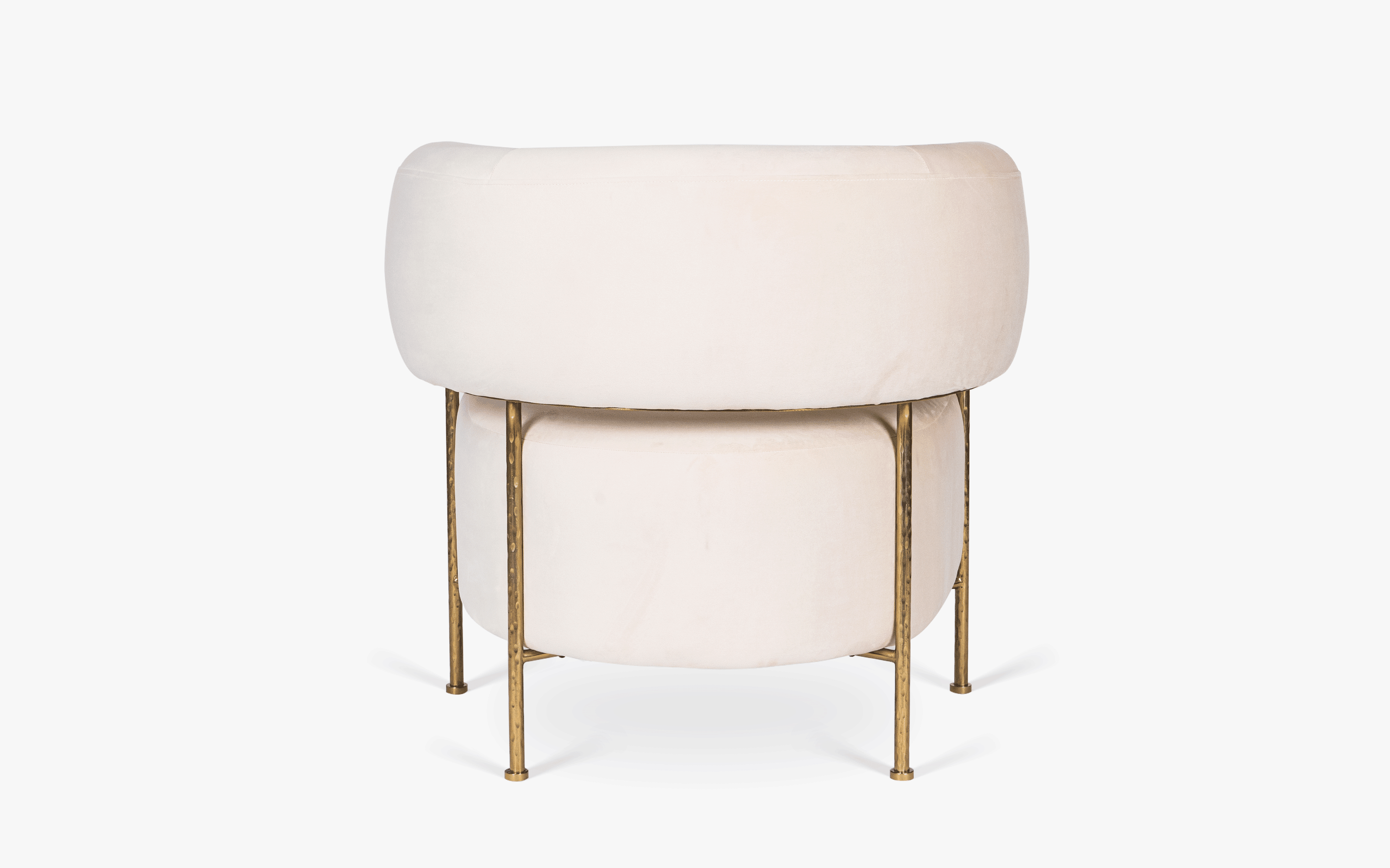 Buda Ivory Lounge Chair with Brass-Finished Steel Legs - with white background - Orange Tree