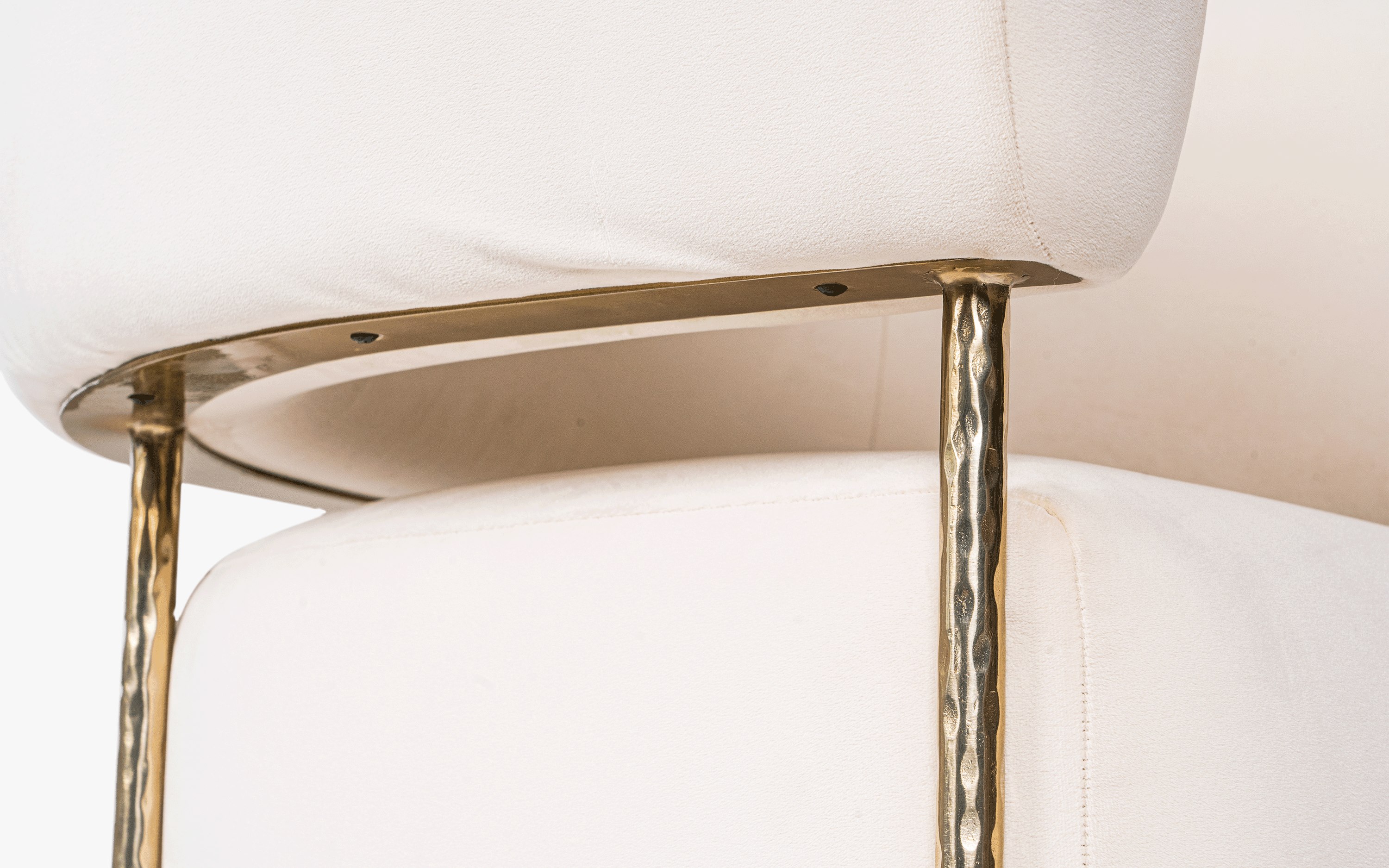 Buda Ivory Lounge Chair with Brass-Finished Steel Legs - with white background - Orange Tree