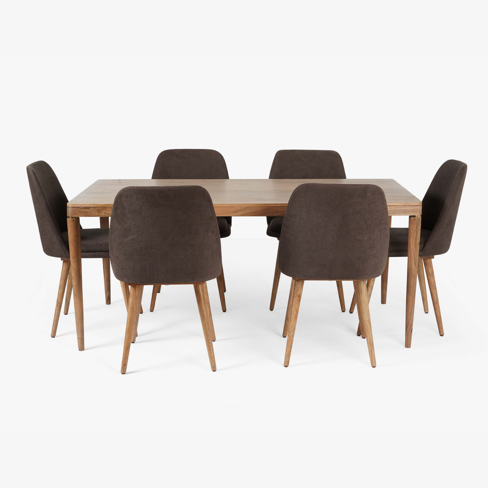 Buta Dining Table With 6 Chairs Brown