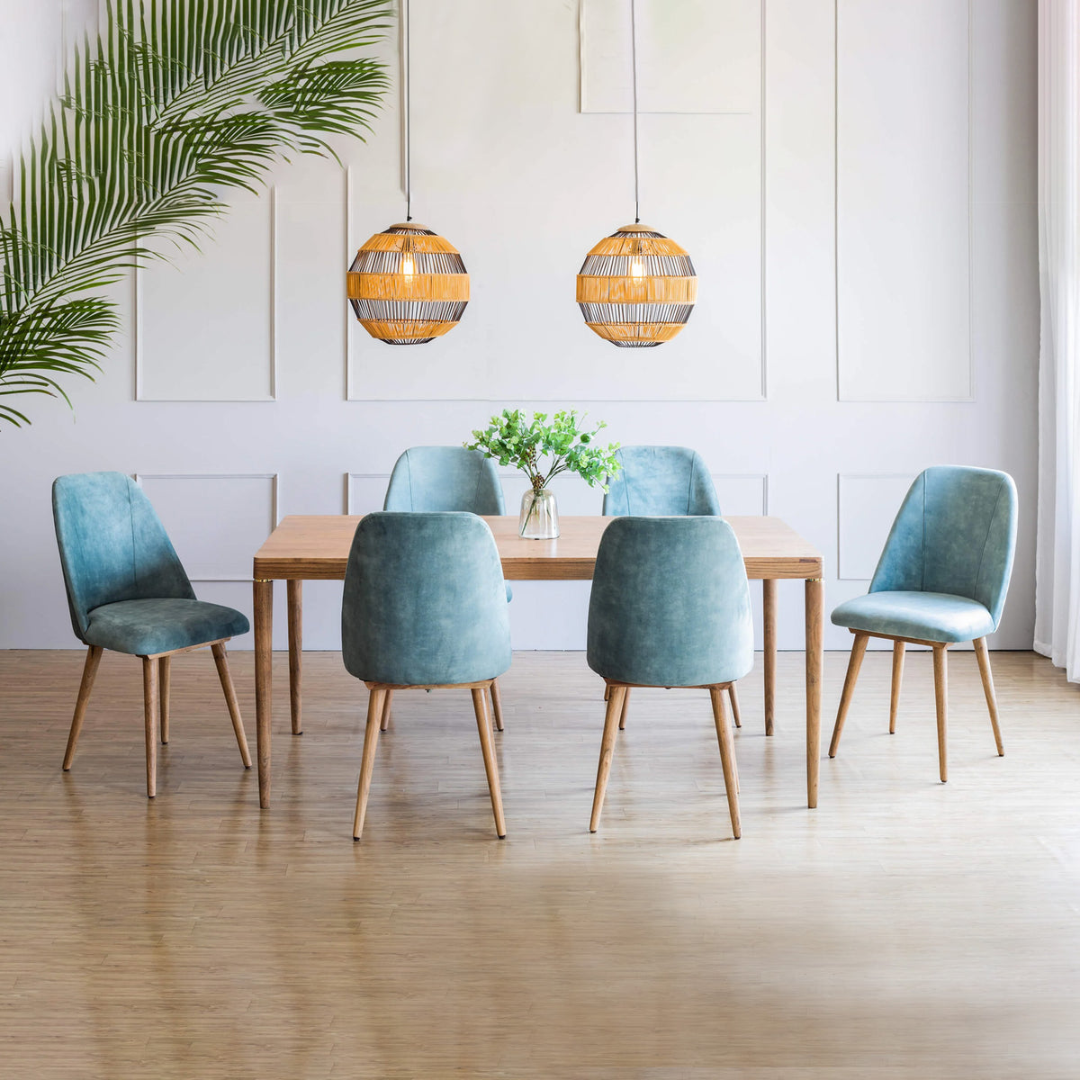 Buta Dining Table With 6 Chairs Sea Green