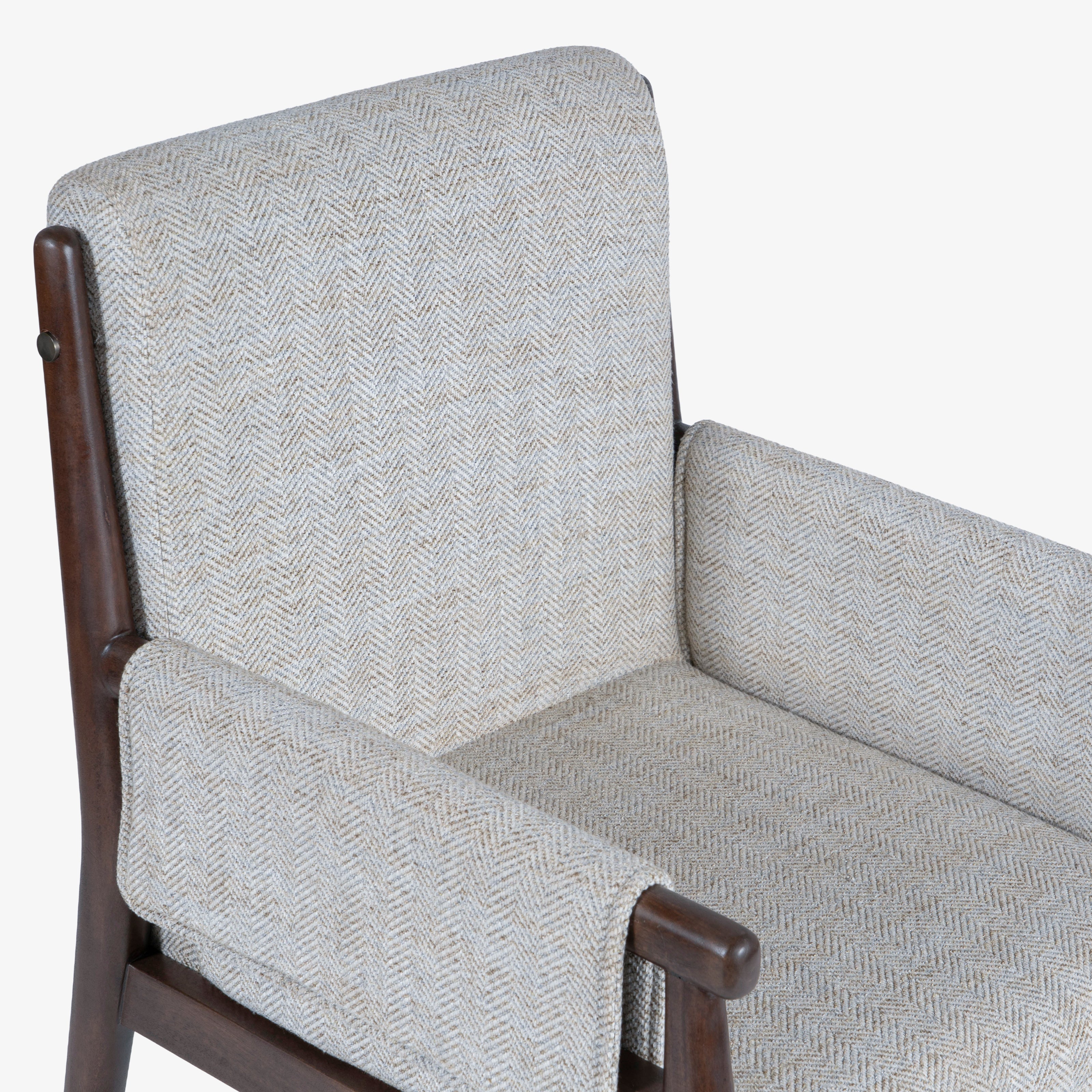 Upholstered dining armchair, side view