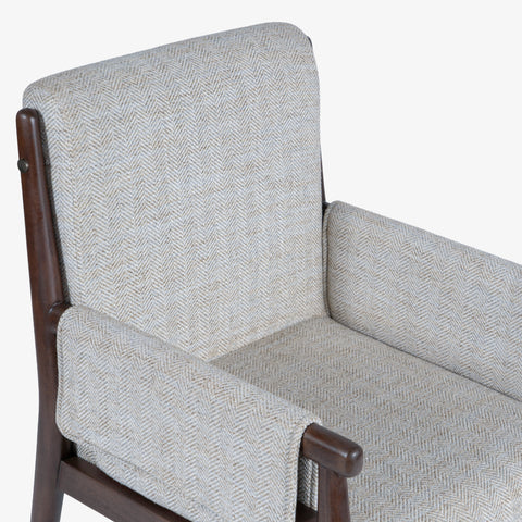 Upholstered dining armchair, side view