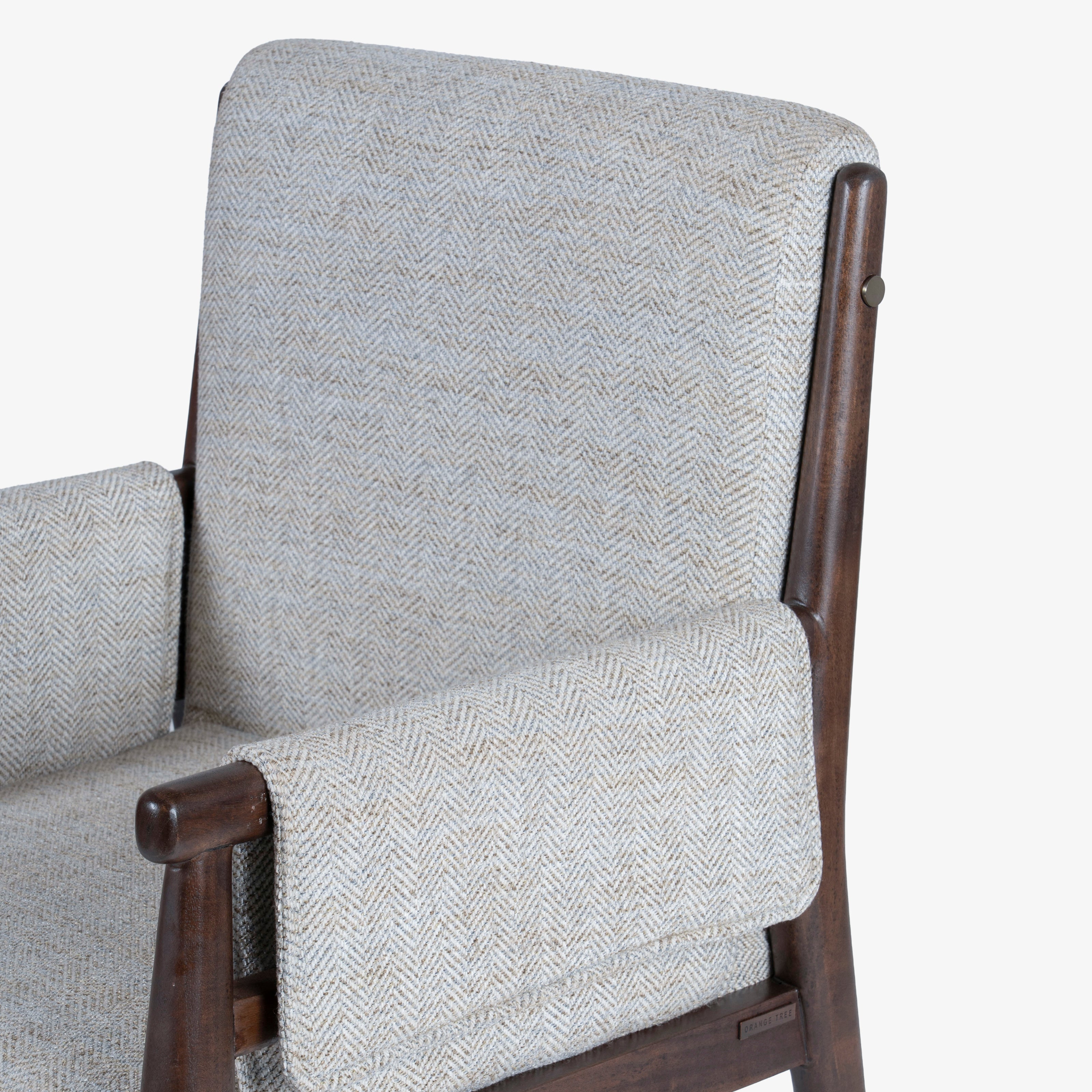 Upholstered dining armchair, side view