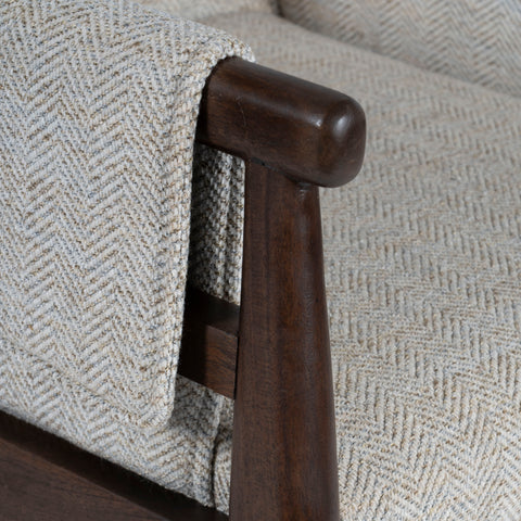 Close-up of wood arm detail
