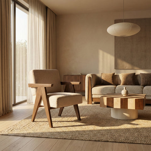 Armchairs in neutral living room