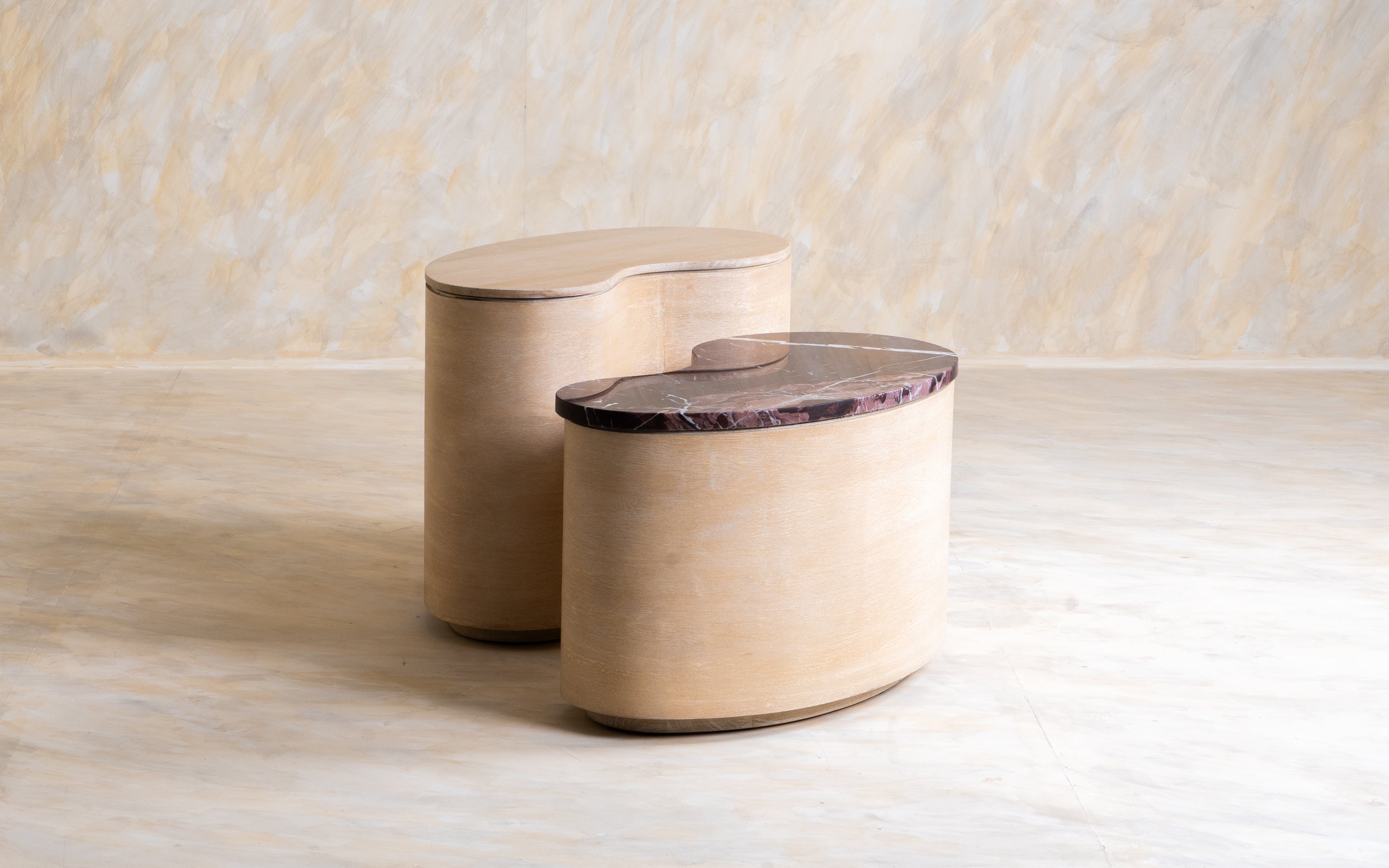Chip and Dale Coffee Table Set of 2 | Mango Wood, Marble Top - Close shot - Orange Tree