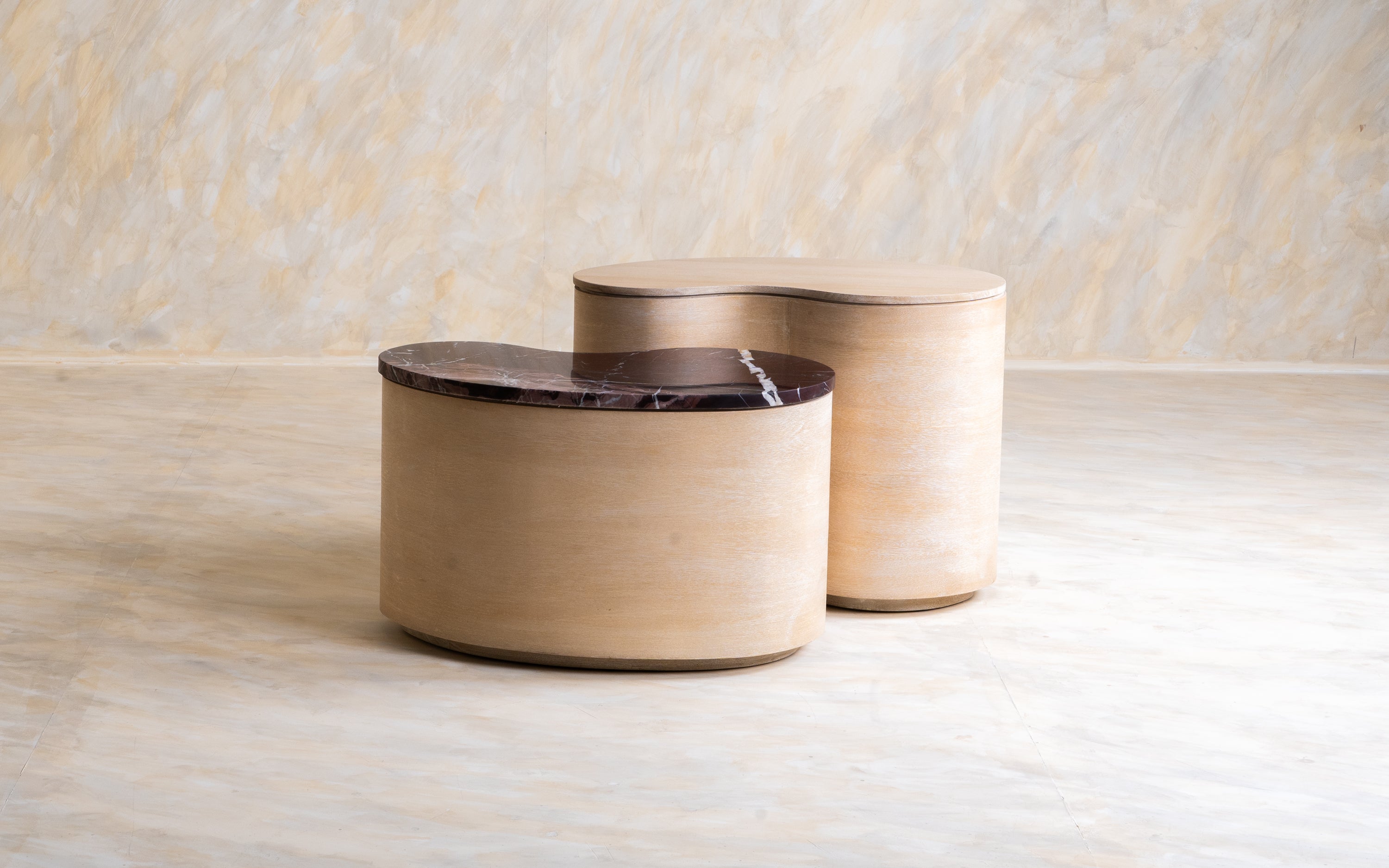 Chip and Dale Coffee Table Set of 2 | Mango Wood, Marble Top - Orange Tree