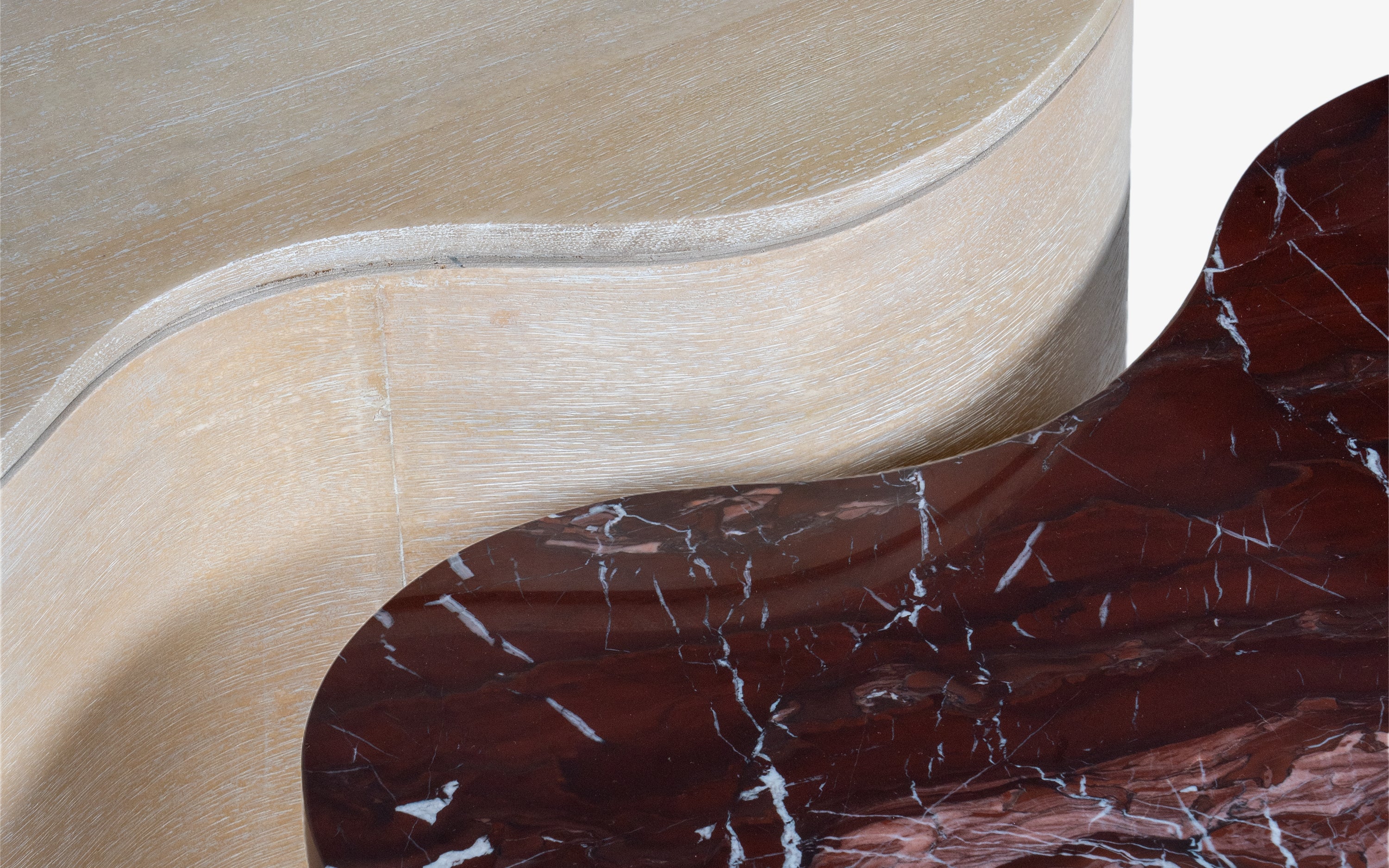 Chip and Dale Coffee Table Set of 2 | Mango Wood, Marble Top - Close shot - from upper angle - Orange Tree