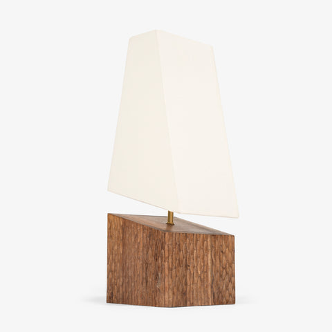 Modern wooden table lamp with fabric shade for bedroom side table