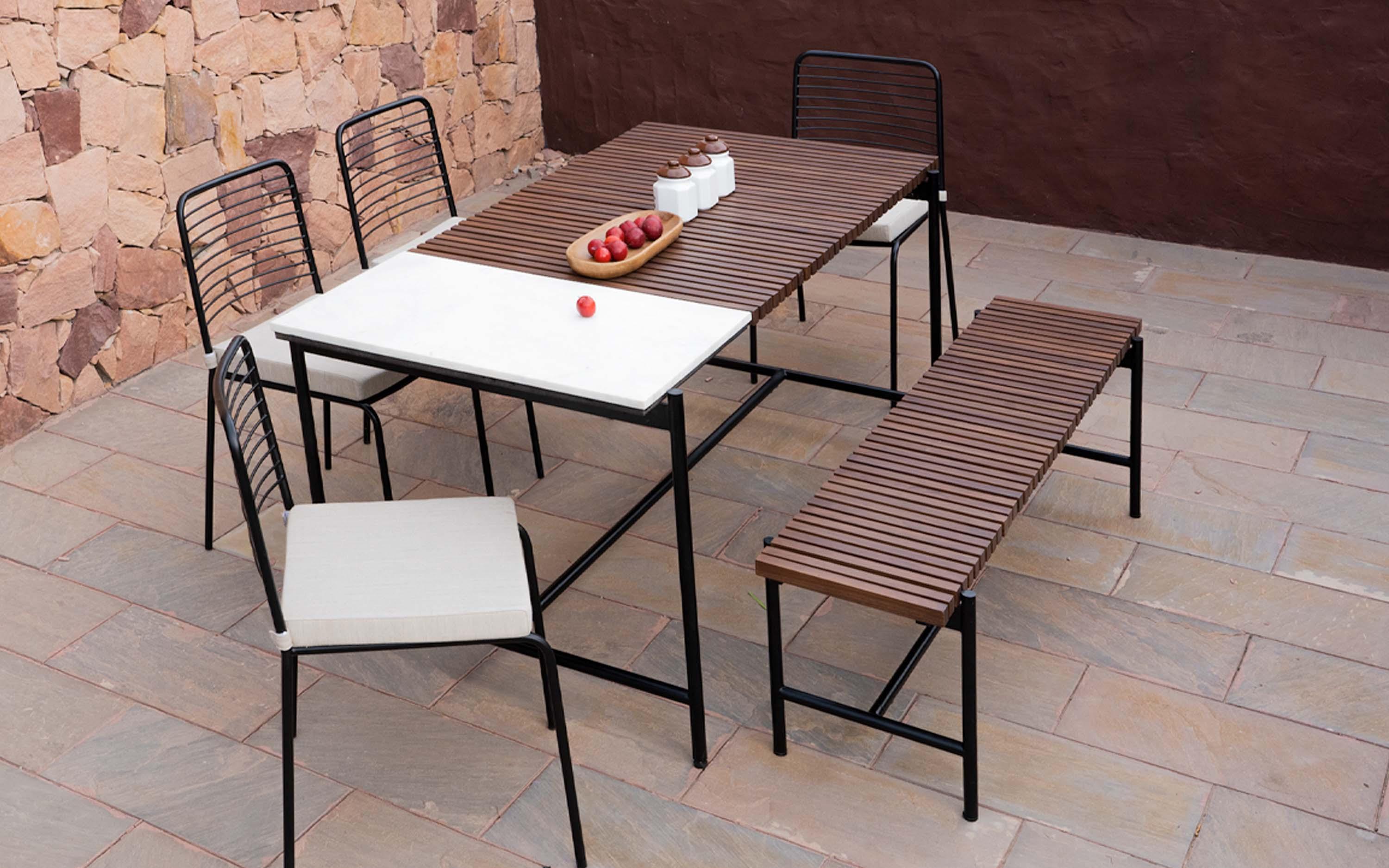 Covent Garden Outdoor Dining Table With Chairs and Bench
