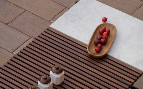 Covent Garden Outdoor Marble Table Top Dining Table. Orange Tree Home