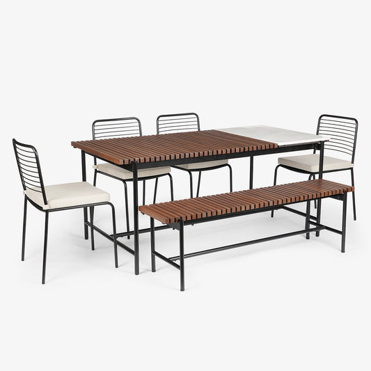 Covent Garden Outdoor Dining Table With 4 Chairs and Bench