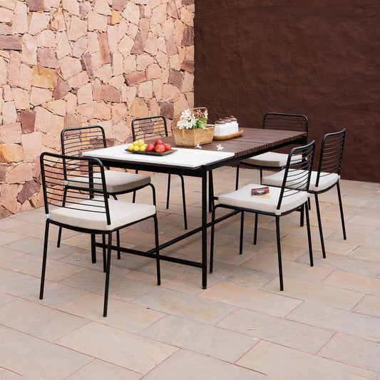 Covent Garden Outdoor Marble Top Dining Table with 6 Chairs
