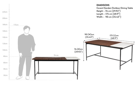 Covent Garden Outdoor Dining Table 6 Seater