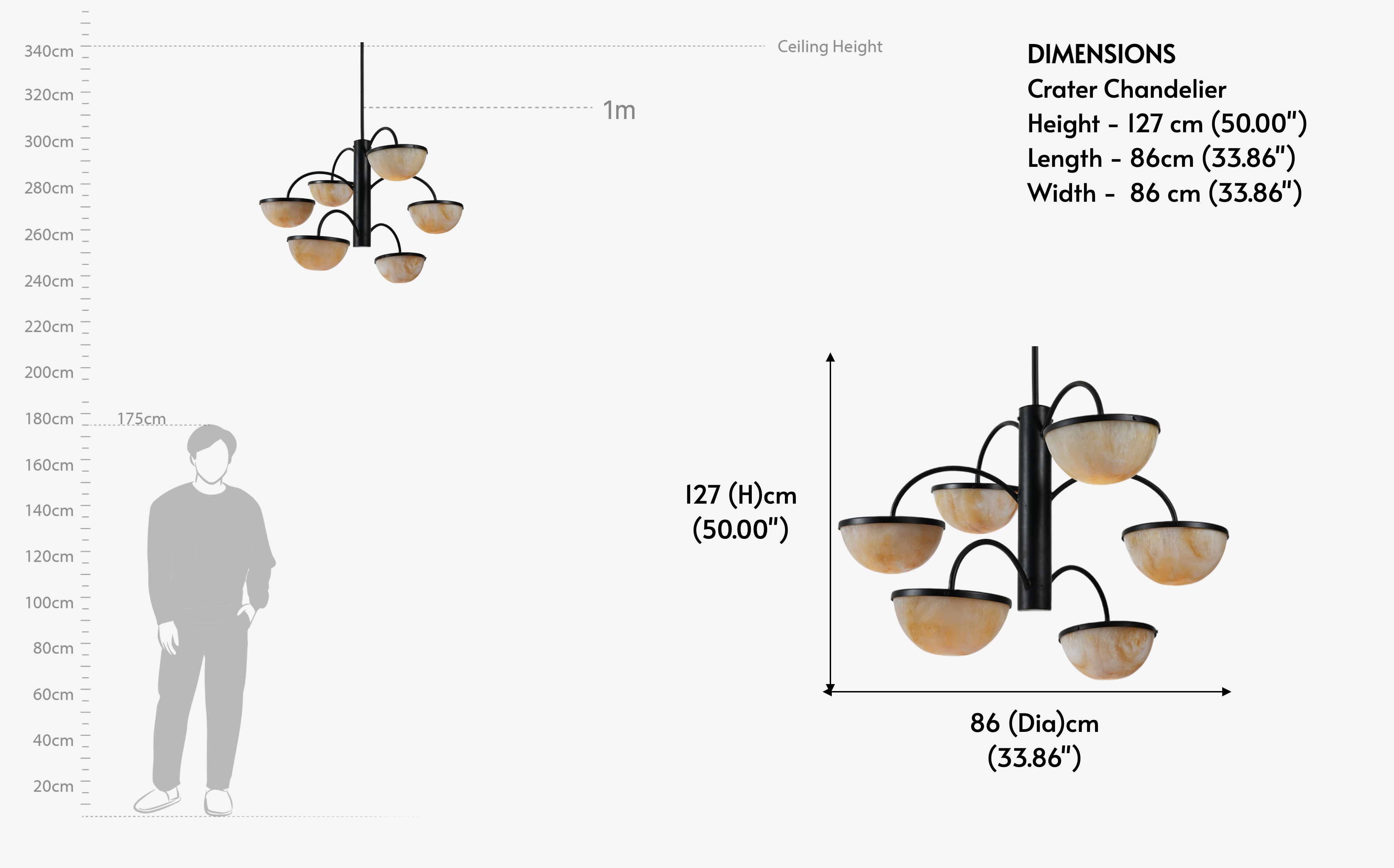 Crater Chandelier - Close shot - from right angle - Orange Tree