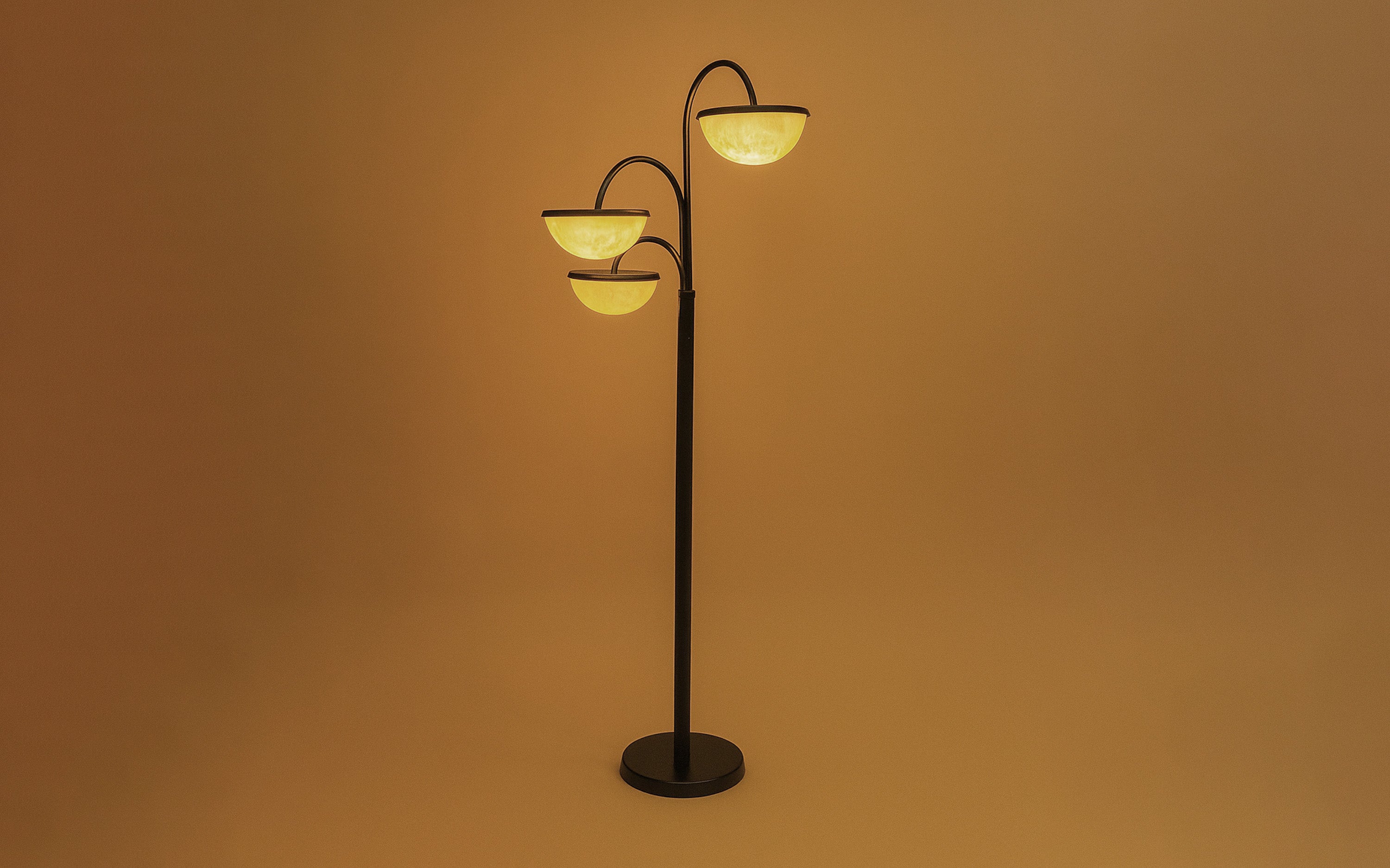 Buy Crater Arc Standing Floor Lamp of 3 | Black Metal Body - with white background - Orange Tree