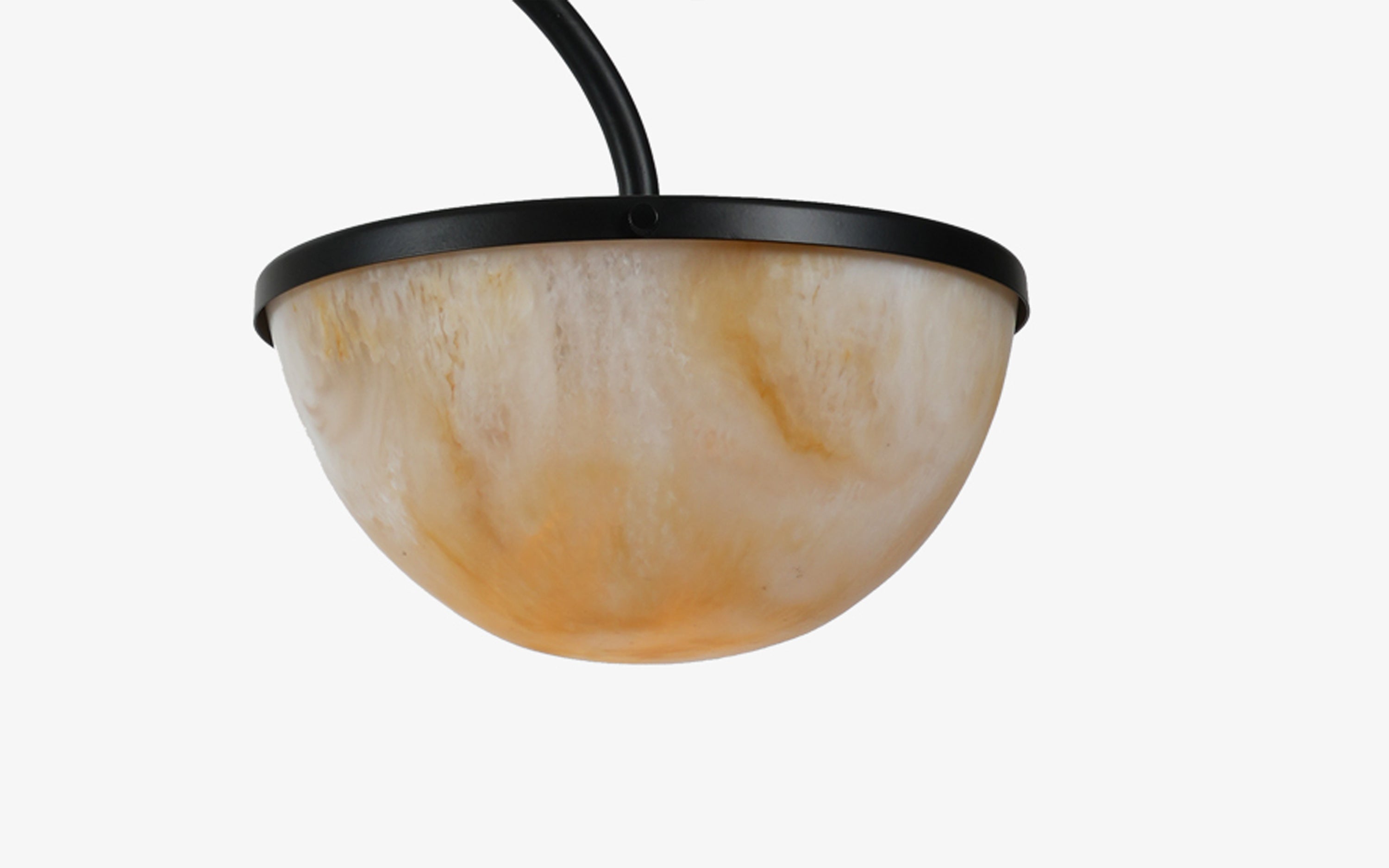 Buy Crater Arc Standing Floor Lamp of 3 | Black Metal Body - Close shot - from left angle - Orange Tree