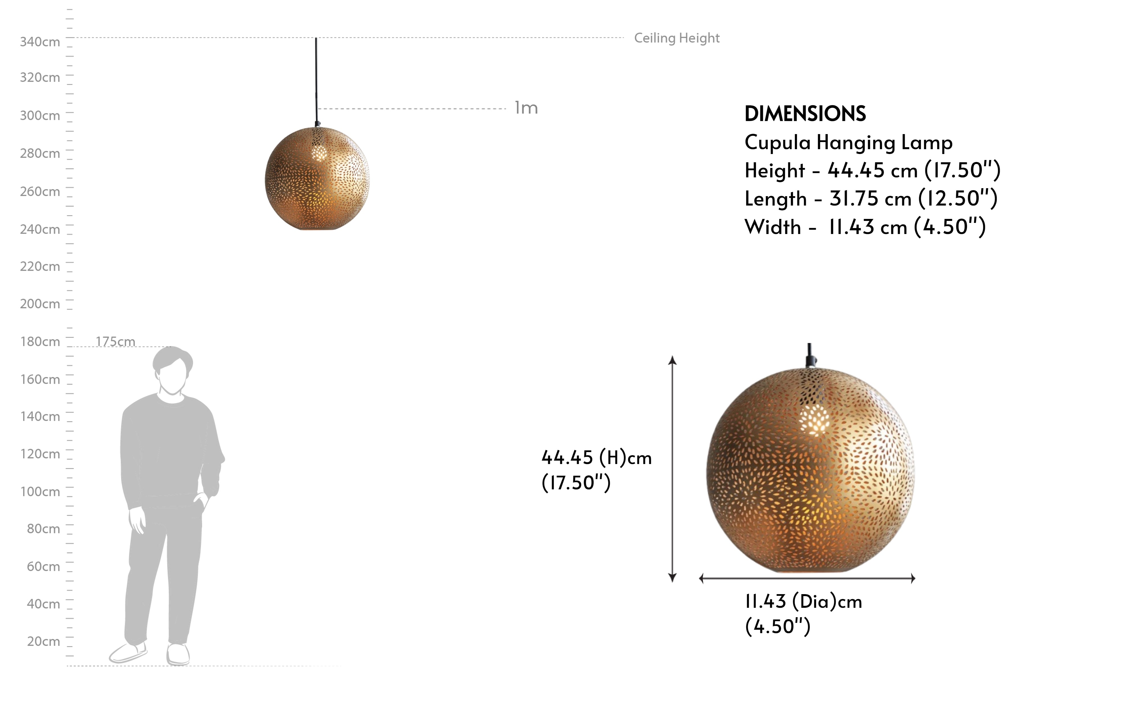 Buy Cupula Brass Round Pendant Lamp - Close shot - from right angle - Orange Tree