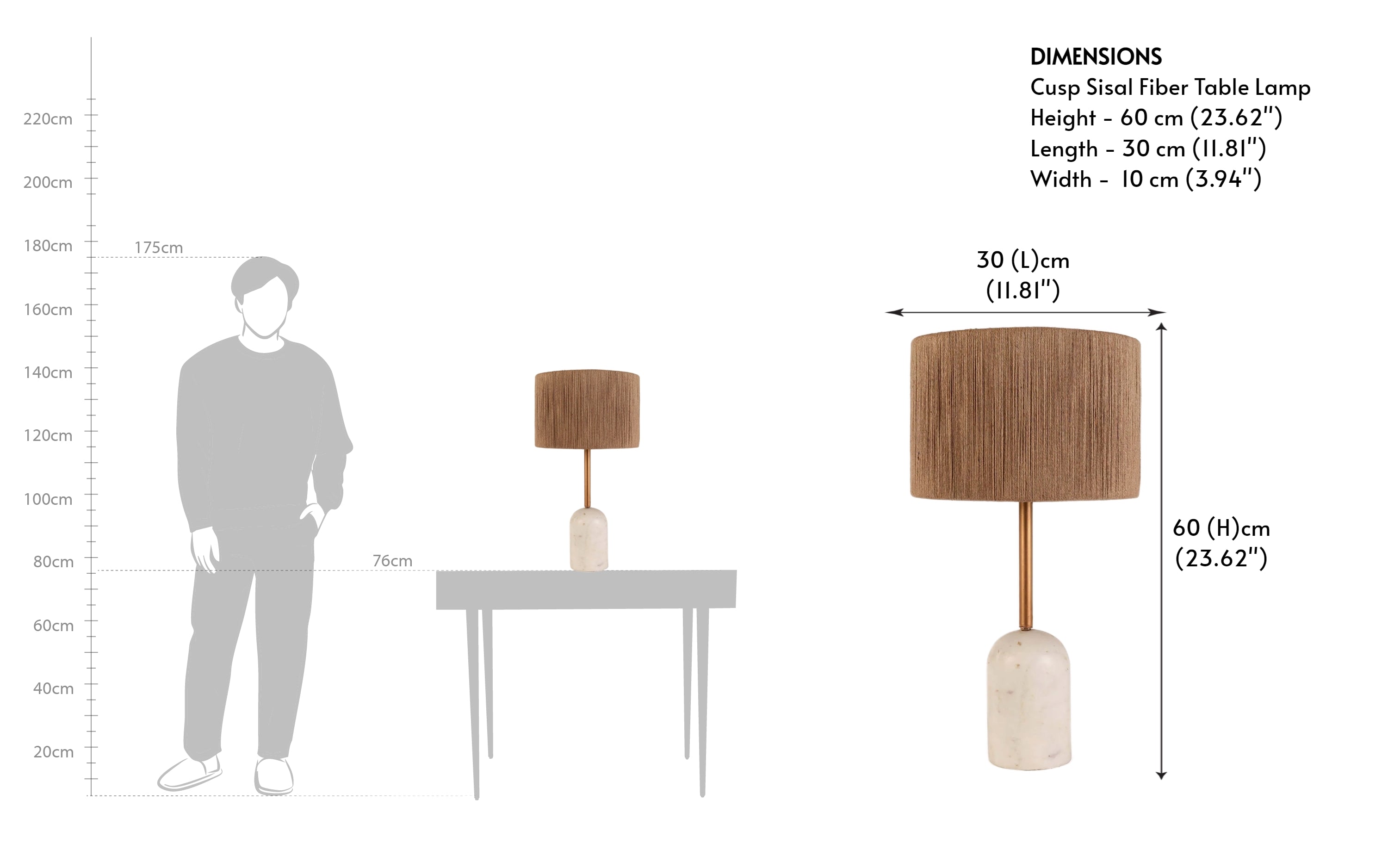 Cusp Sisal Fiber Decorative Side Table Lamp - with white background - Orange Tree