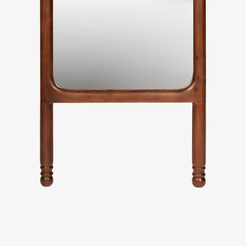 Wooden framed mirror with natural finish and minimalist design