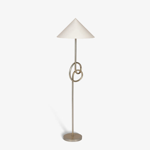 Angled view of modern geometric floor lamp