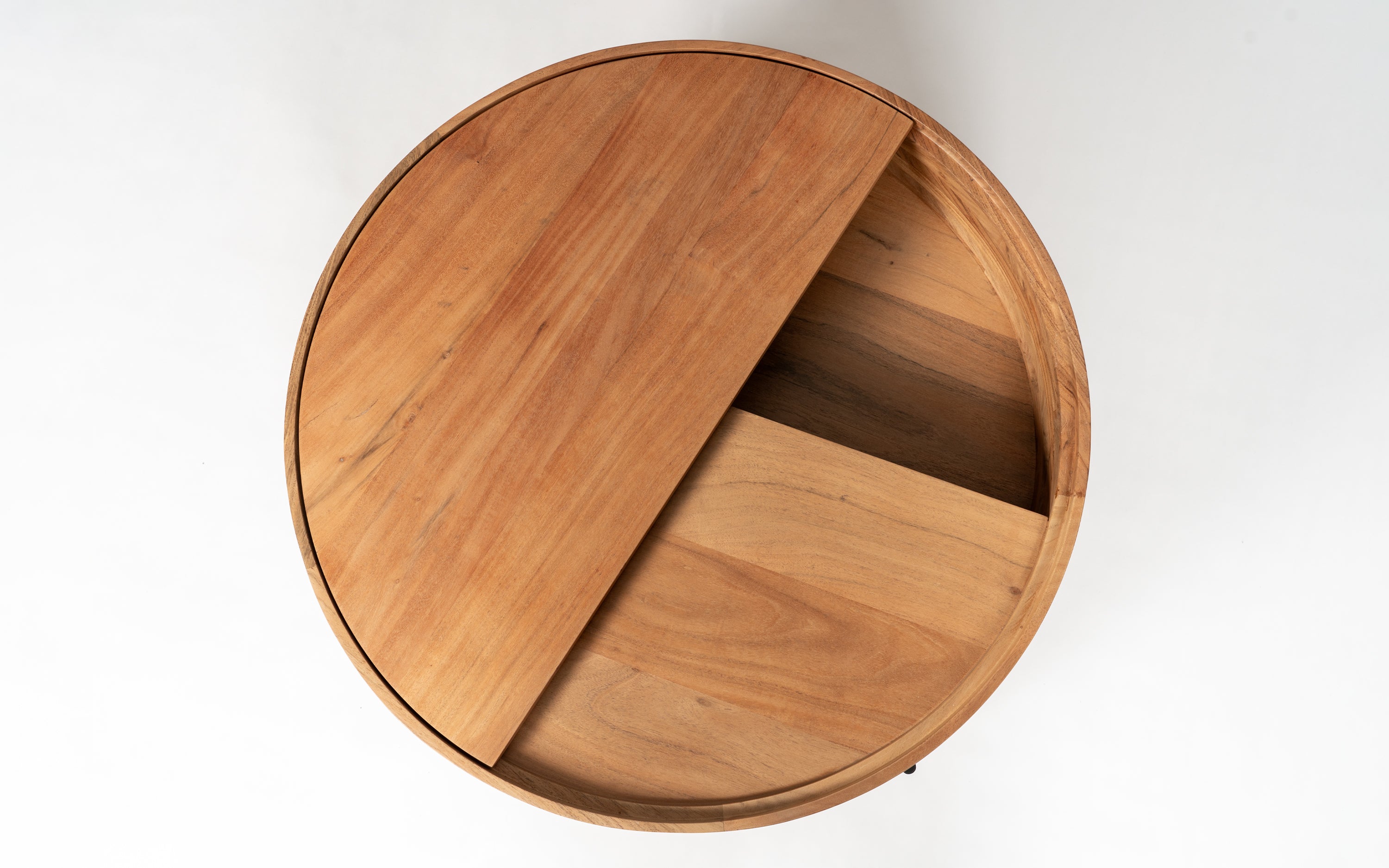 Dali Round Wooden Coffee Table with Metal Legs—Storage Table. - with white background - Orange Tree