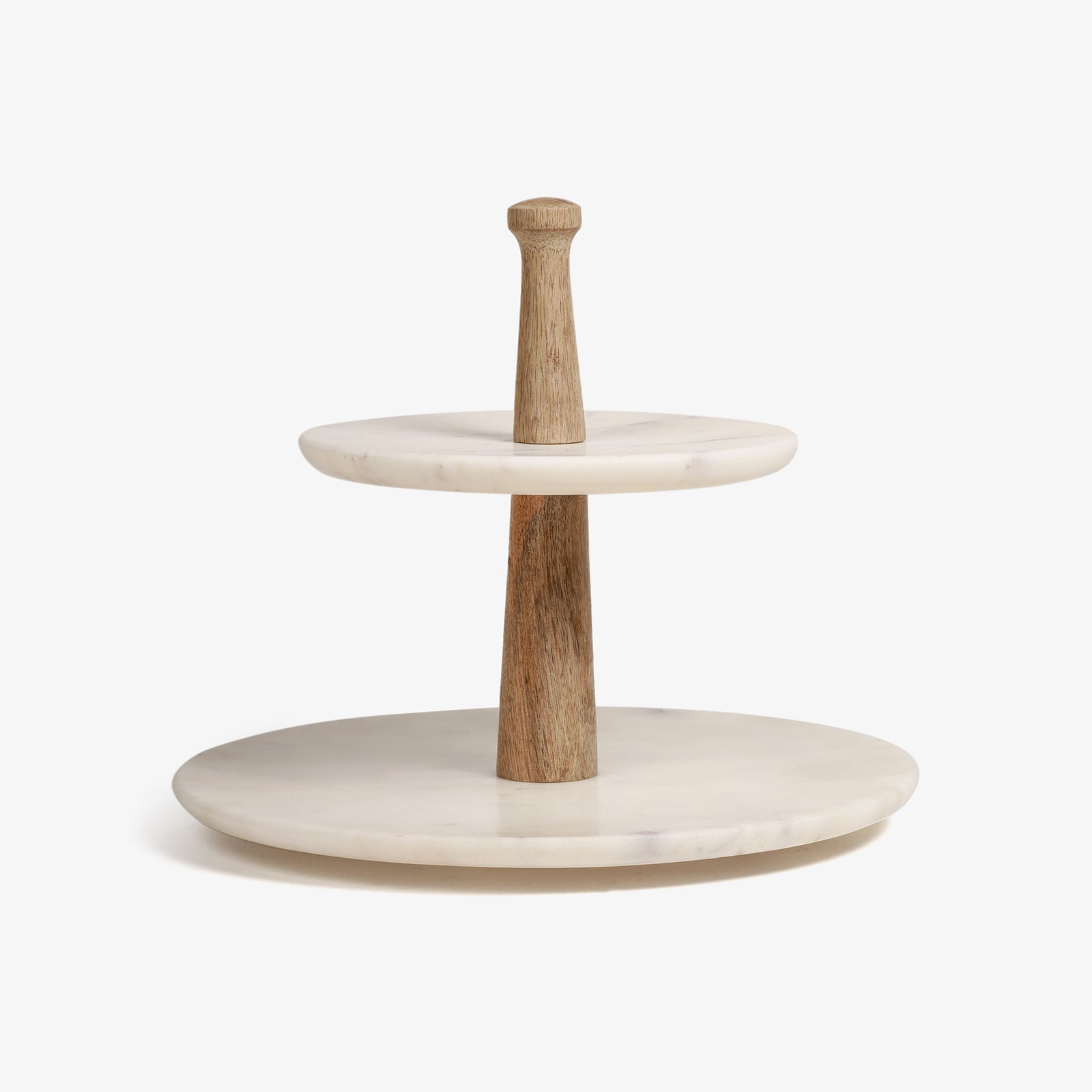 Damas 2-Tier Cake Stand Marble Wood