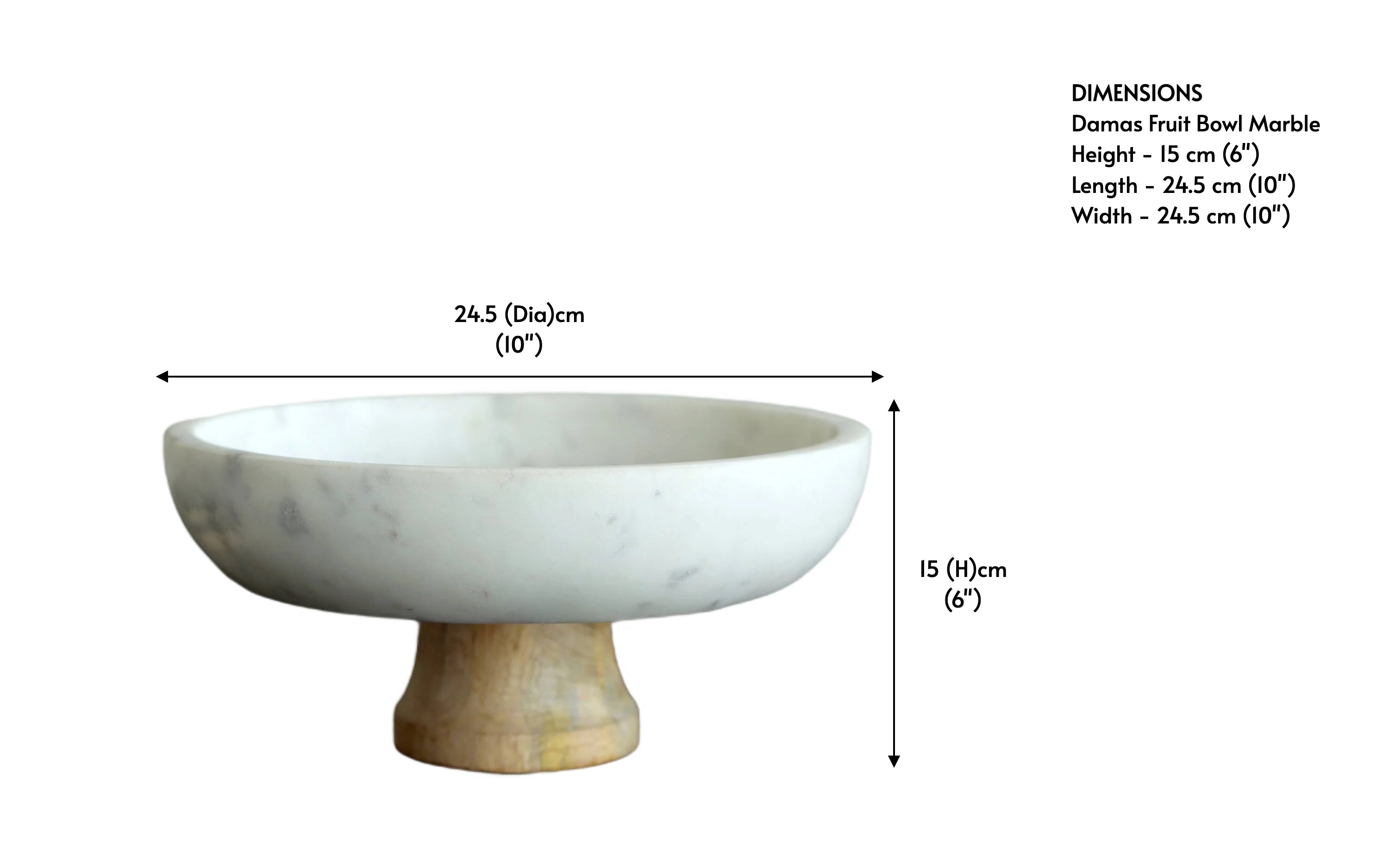 Damas White Marble Fruit Bowl | Table Top Decor | Kitchen Decor - Close shot - Orange Tree