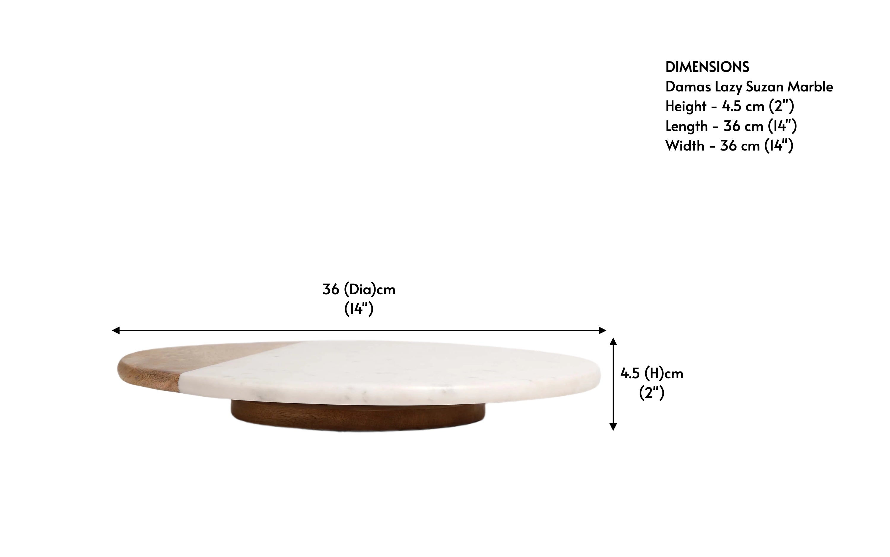 Damas Marble Lazy Susan | Stylish Rotating Turntables for Dining - Close shot - from right angle - Orange Tree