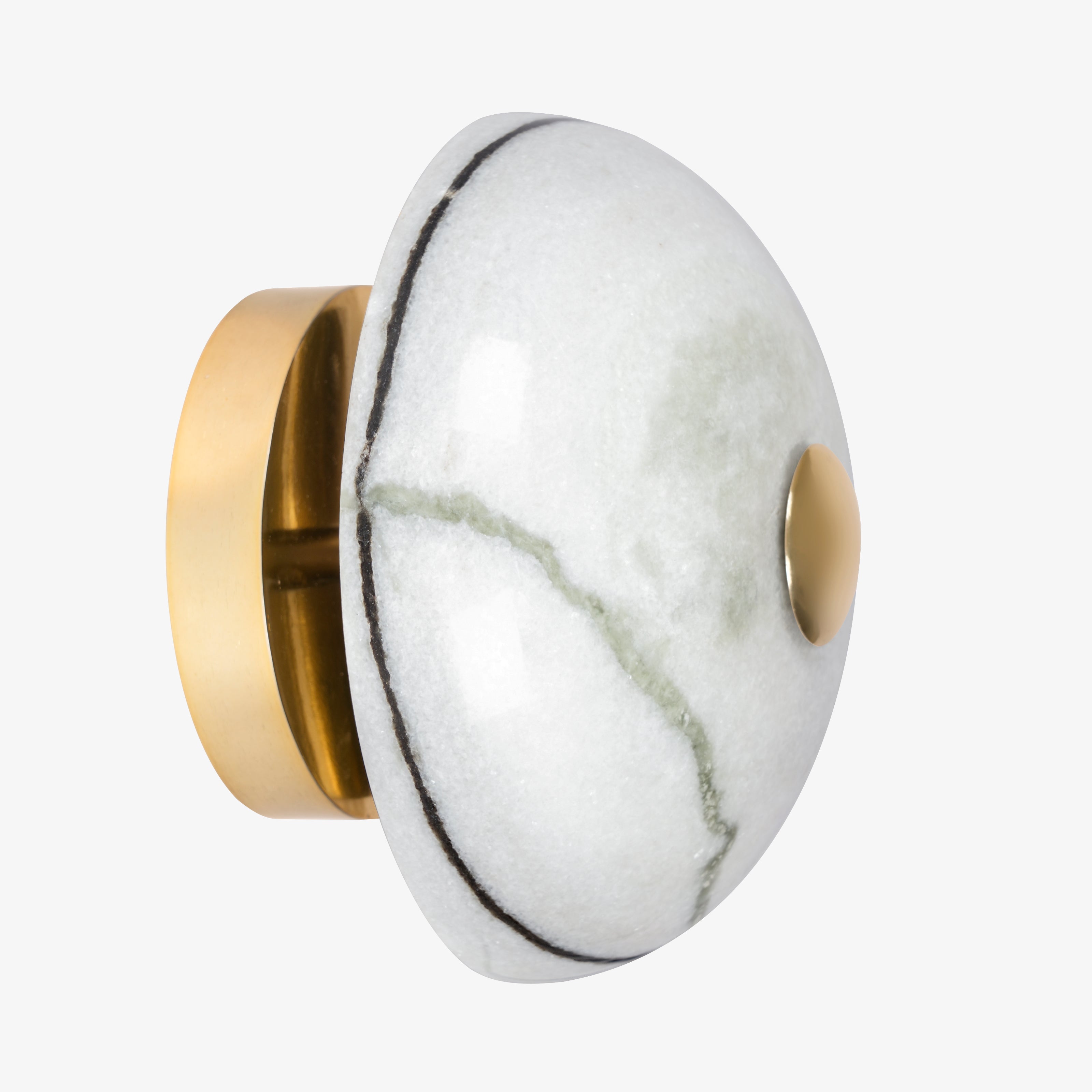 Travertine marble wall lamp mounted above bed, soft ambient lighting for modern bedroom interior design