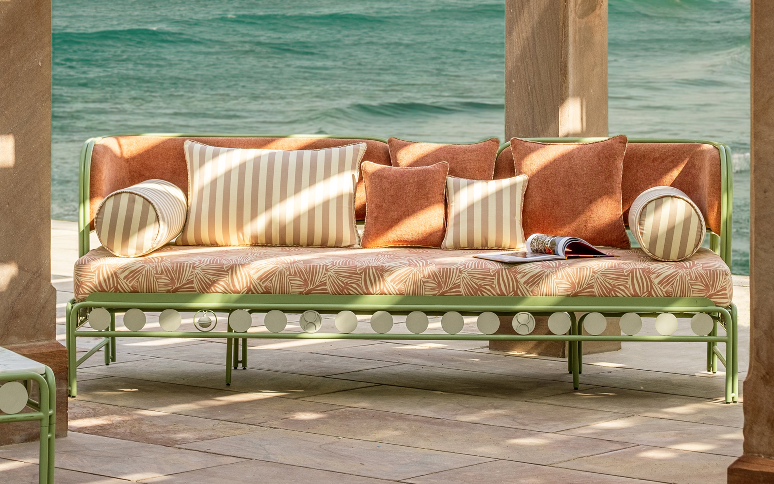 Dastoori Outdoor 3 Seater Sofa - Orange Tree