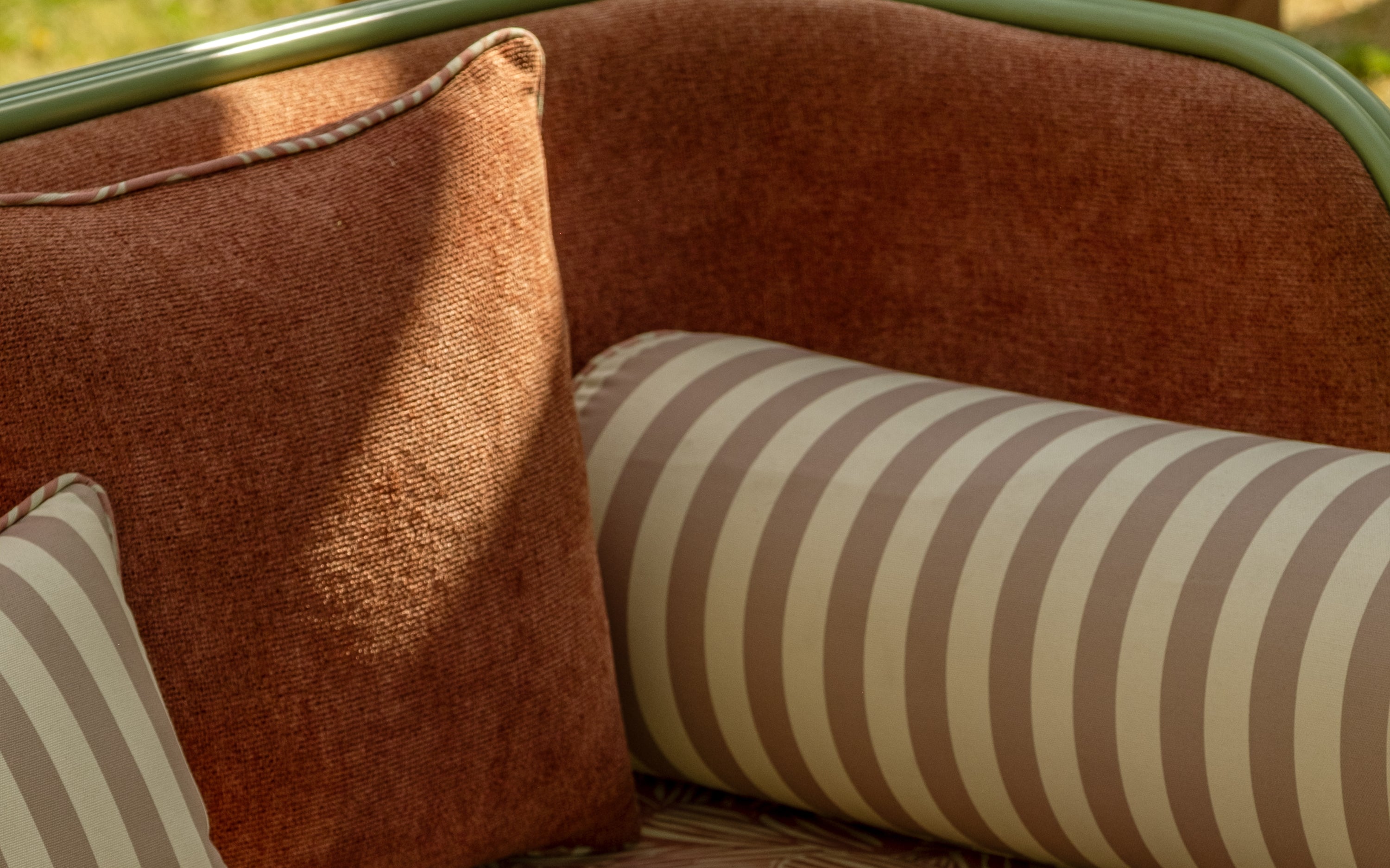 Dastoori Outdoor 3 Seater Sofa - Close shot - from upper angle - Orange Tree