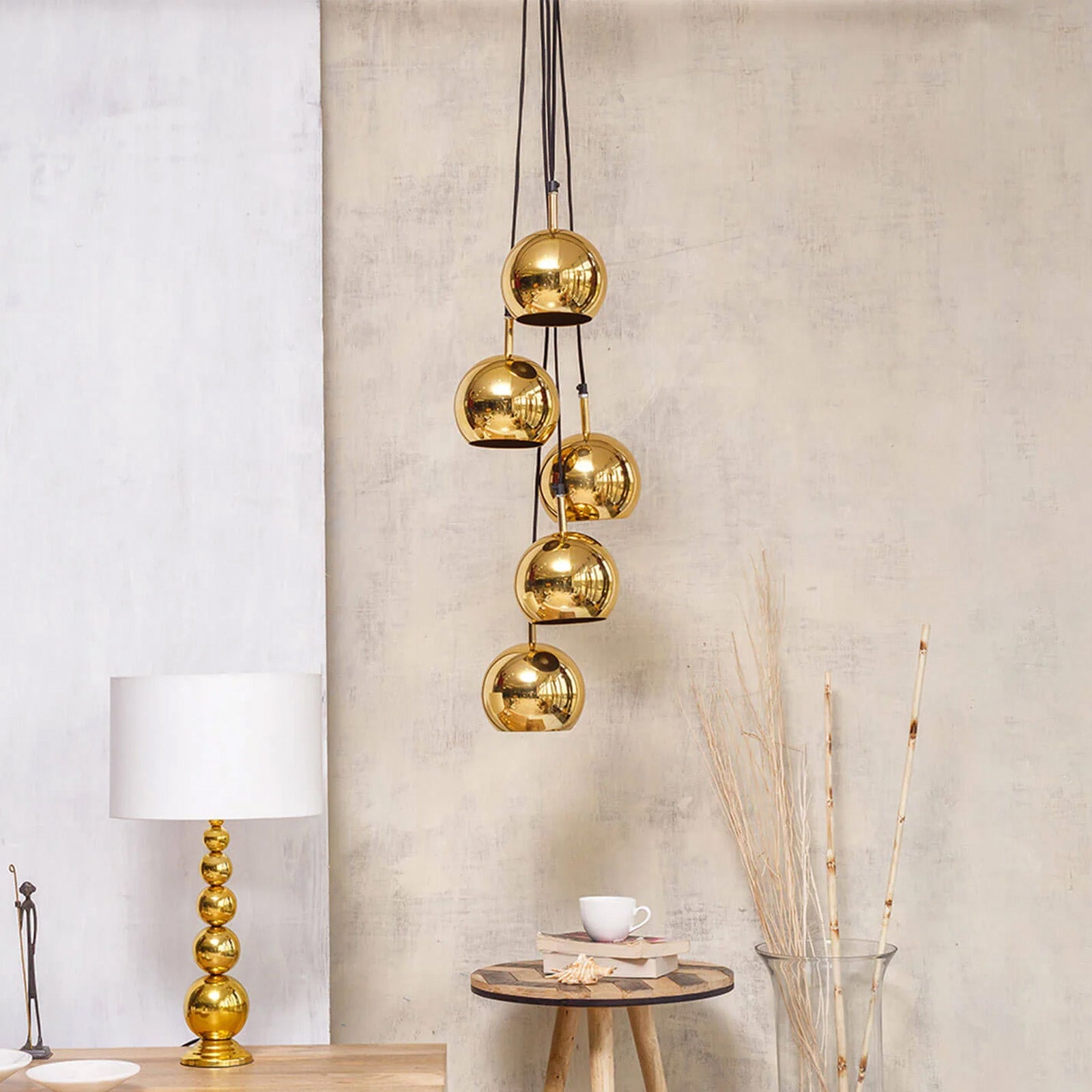 Dew Hanging Lamp Cluster of 5 Gold