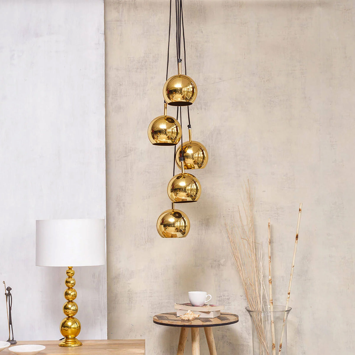 Dew Hanging Lamp Cluster of 5 Gold