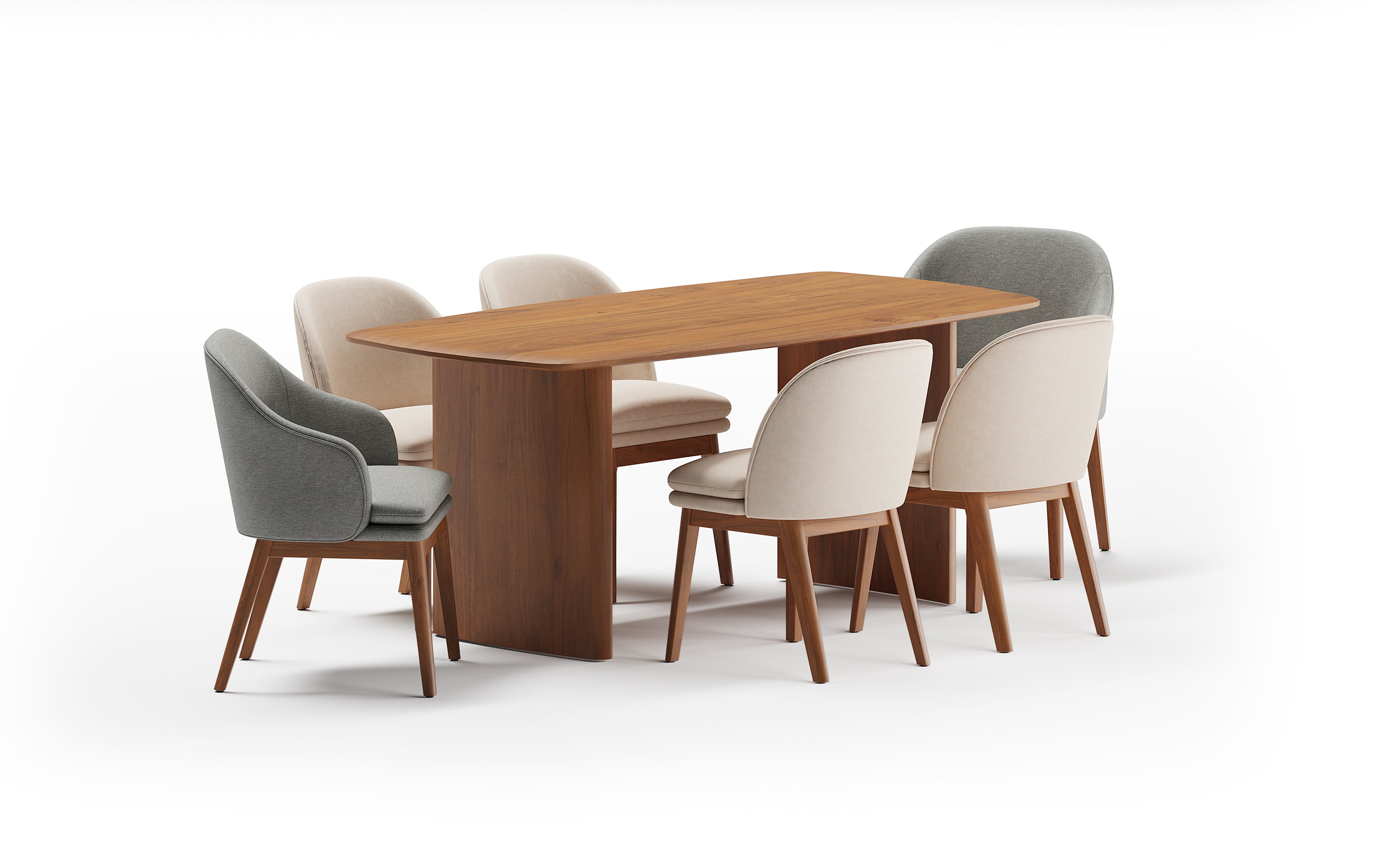 Anish Dining Table With 4 Wayane Chair and 2 Wayane Chair With Arm Media - Orange Tree Home 