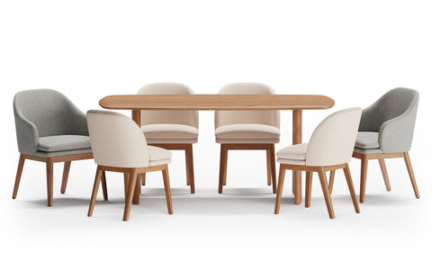 6 Wooden Dining Table and Upholstered Chairs Set - Orange Tree Home 