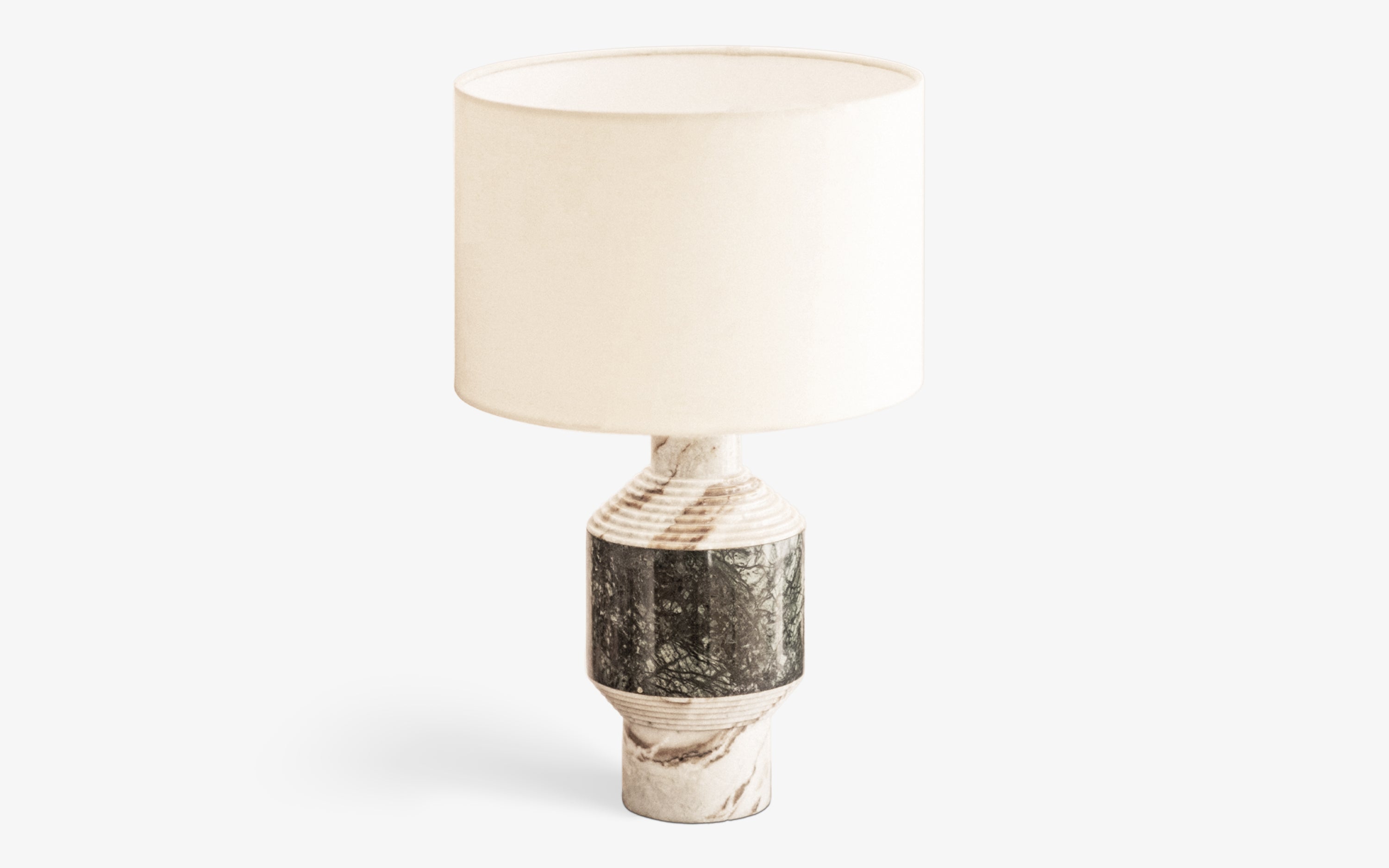 Doru Marble Table Lamp | Toronto Marble with White Cotton Shade - with white background - Orange Tree