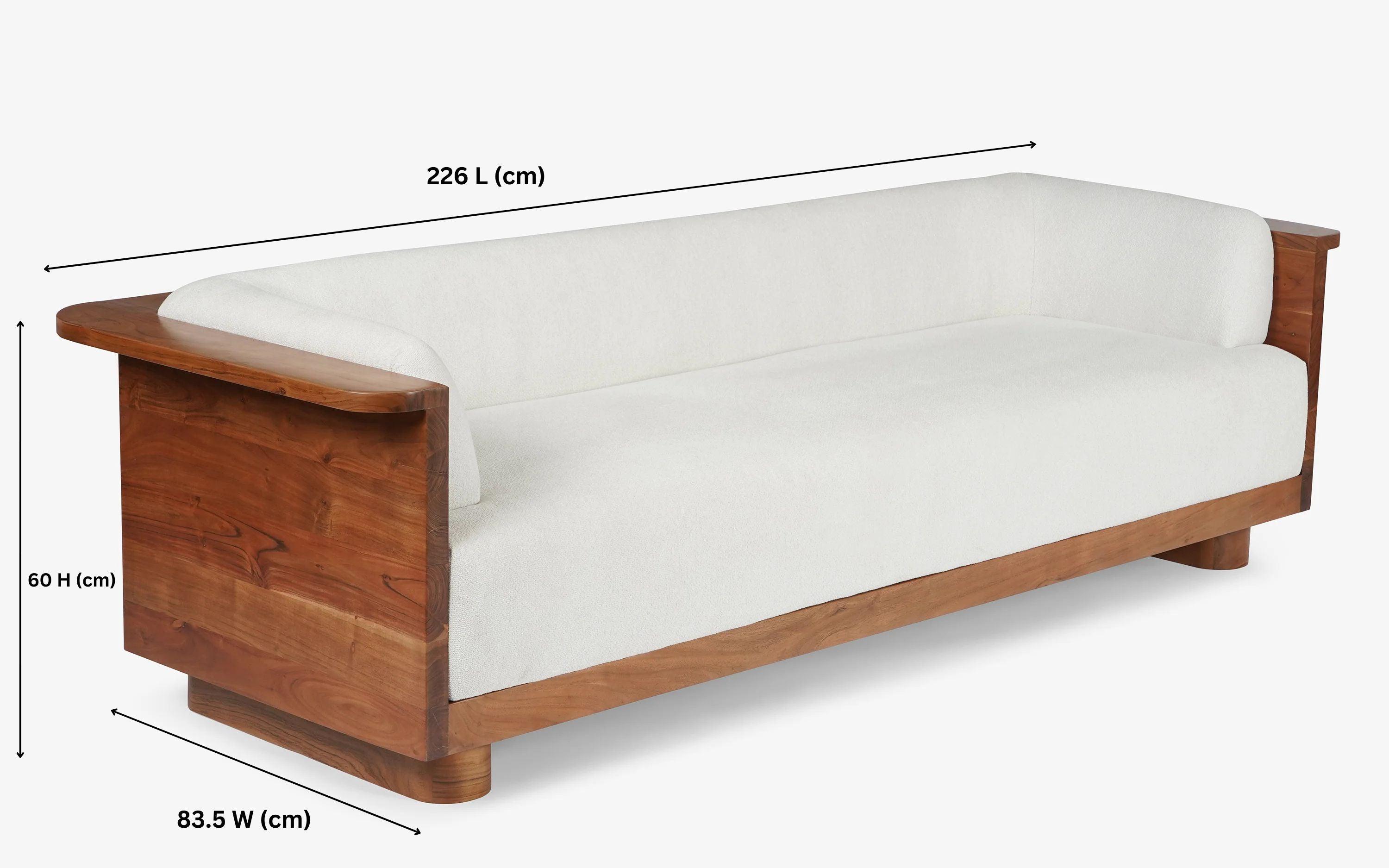Douglas 3-Seater White Sofa with Solid Wood Base - with white background - Orange Tree
