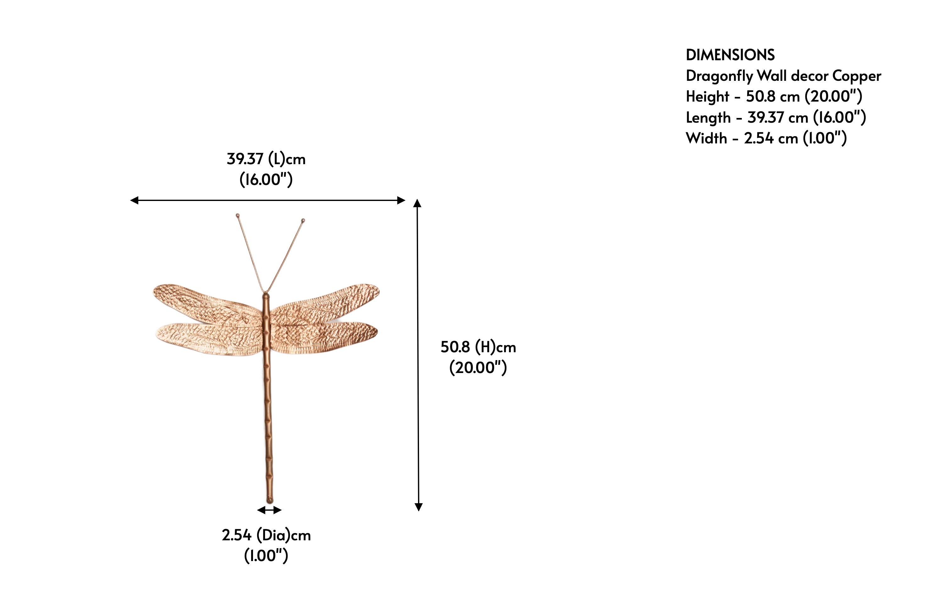Dragonfly Metal Wall Art | Butterfly Wall Decor - Close shot - from right angle - Orange Tree